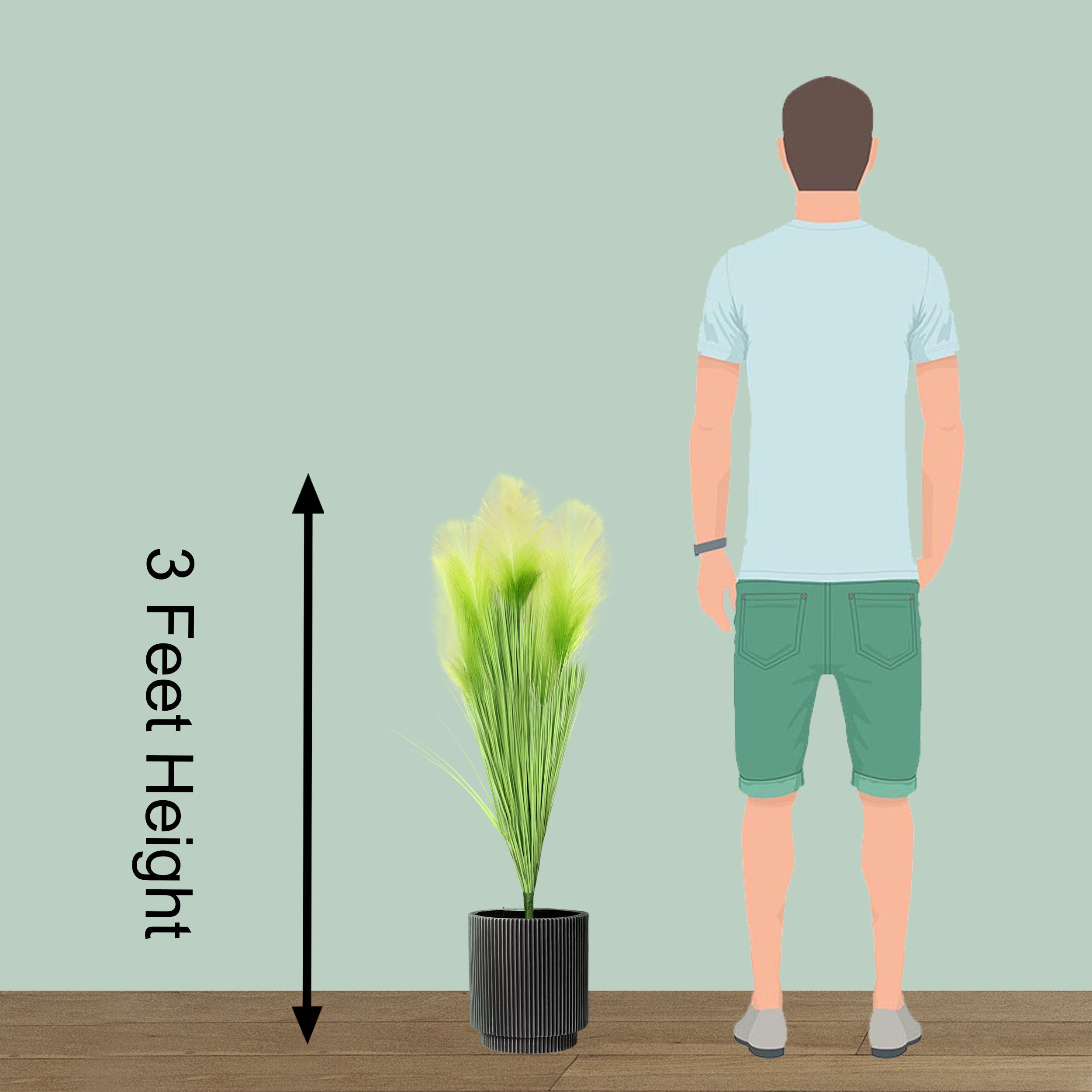 38.4" ( 97 cm )  Artificial Plants with Reed Flowers Pack of 2