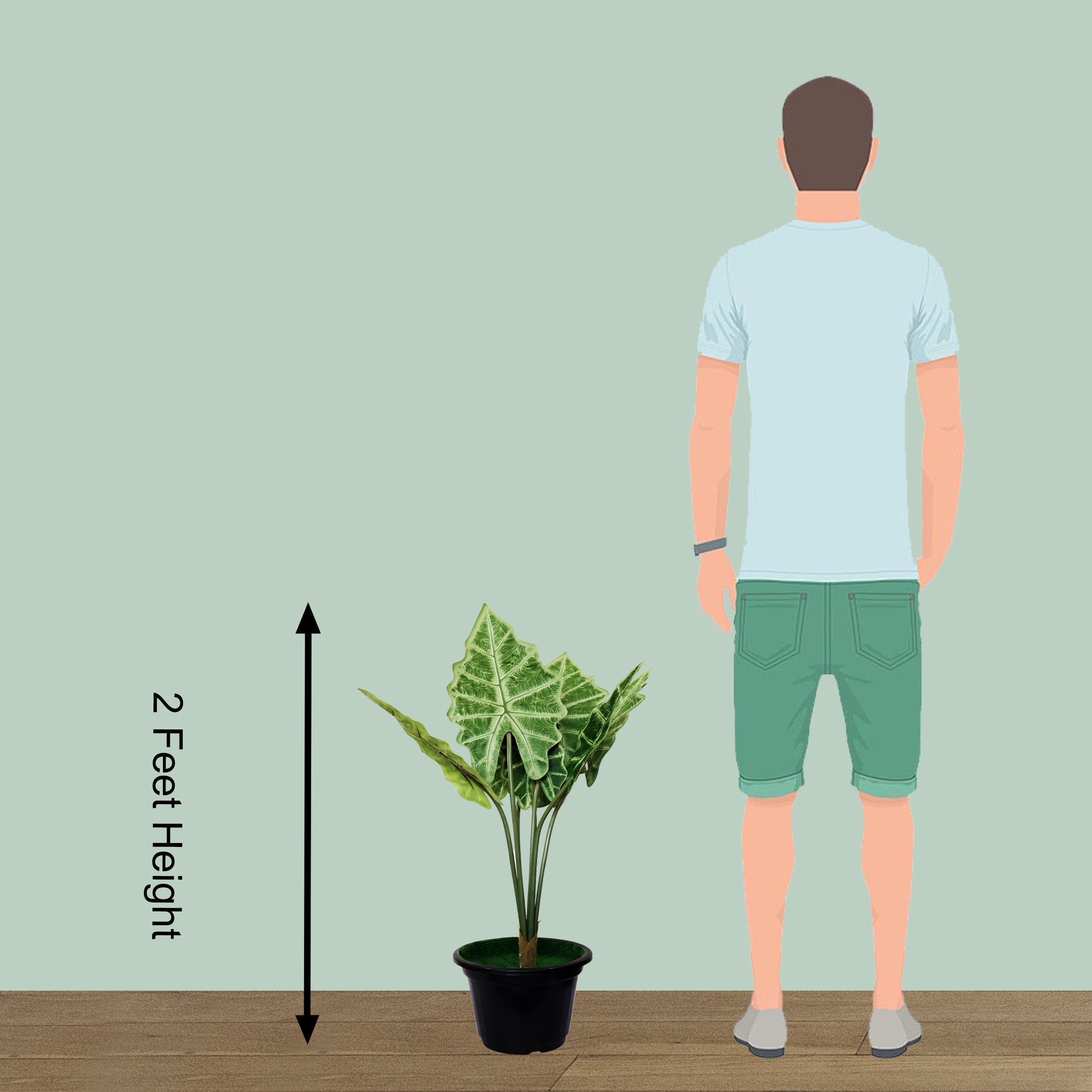 24" ( 60 cm ) Alocasia Amazonica Tropical Artificial Plants Pack of 2