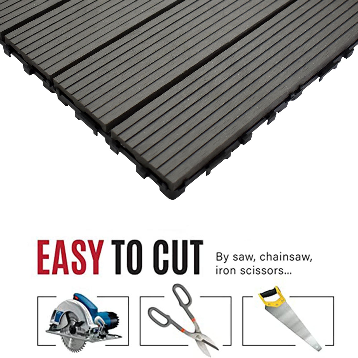 WPC Deck Tiles (30X30 CM) Dark Grey