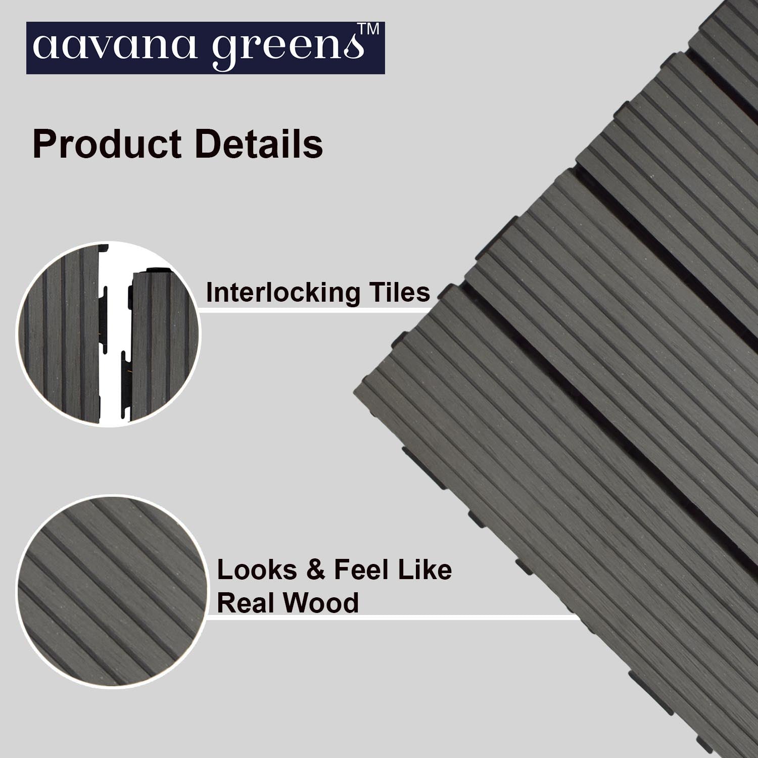WPC Deck Tiles (30X30 CM) Dark Grey