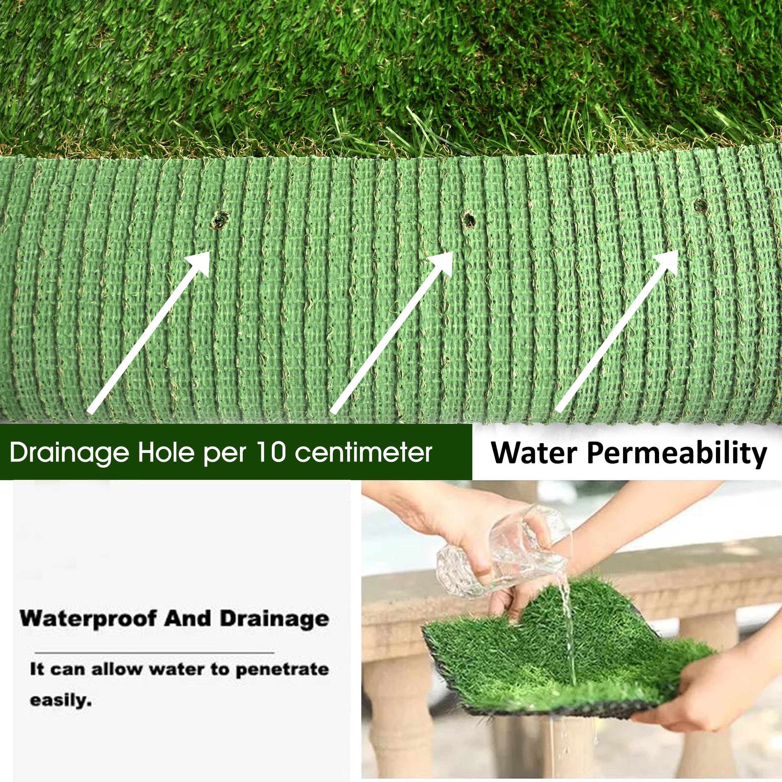62mm Mint Artificial Grass 6.5 Feet Width PE & PU Material Grass For Indoor And Outdoor Use