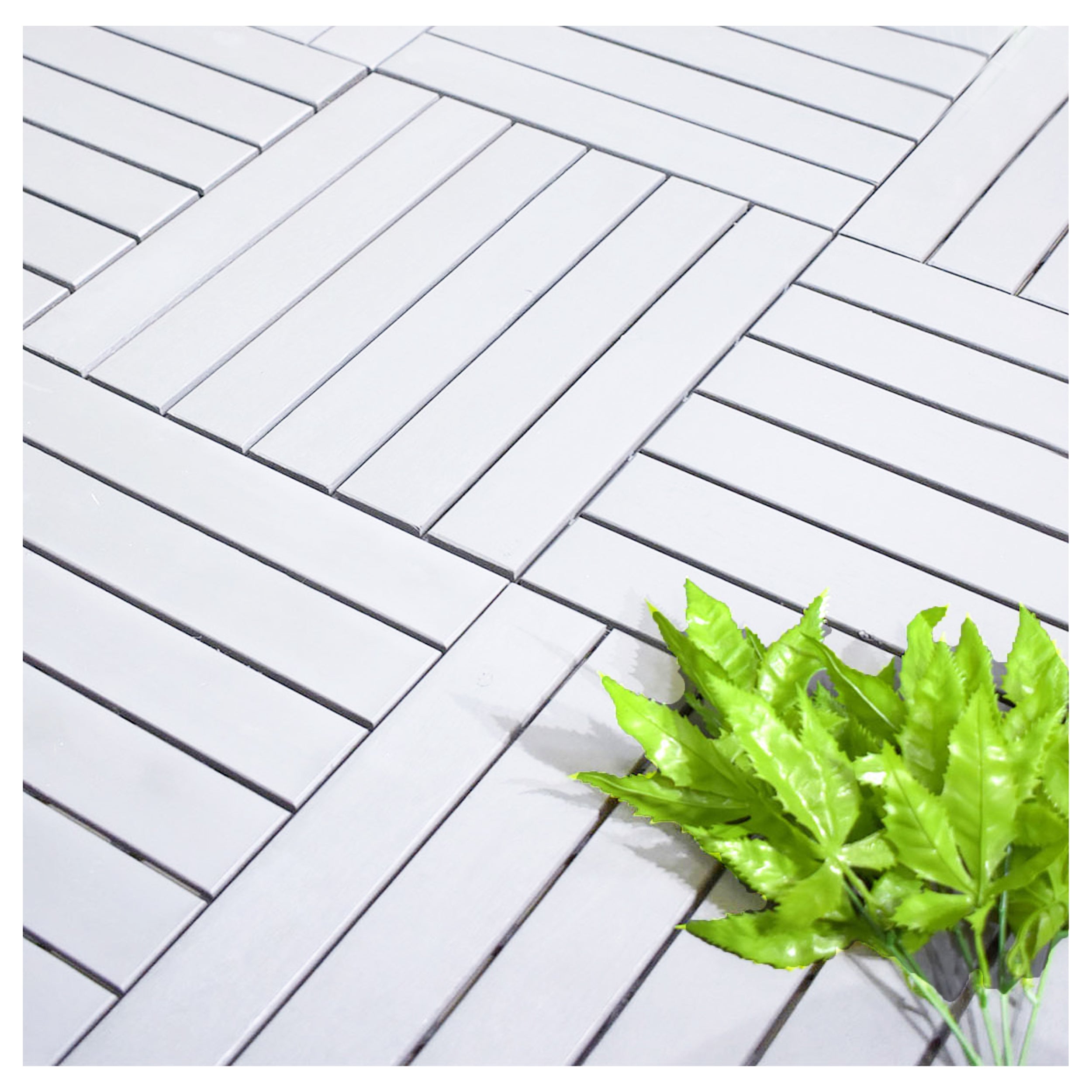 Glossy Wooden Deck Tiles (30x30 CM) Light Grey