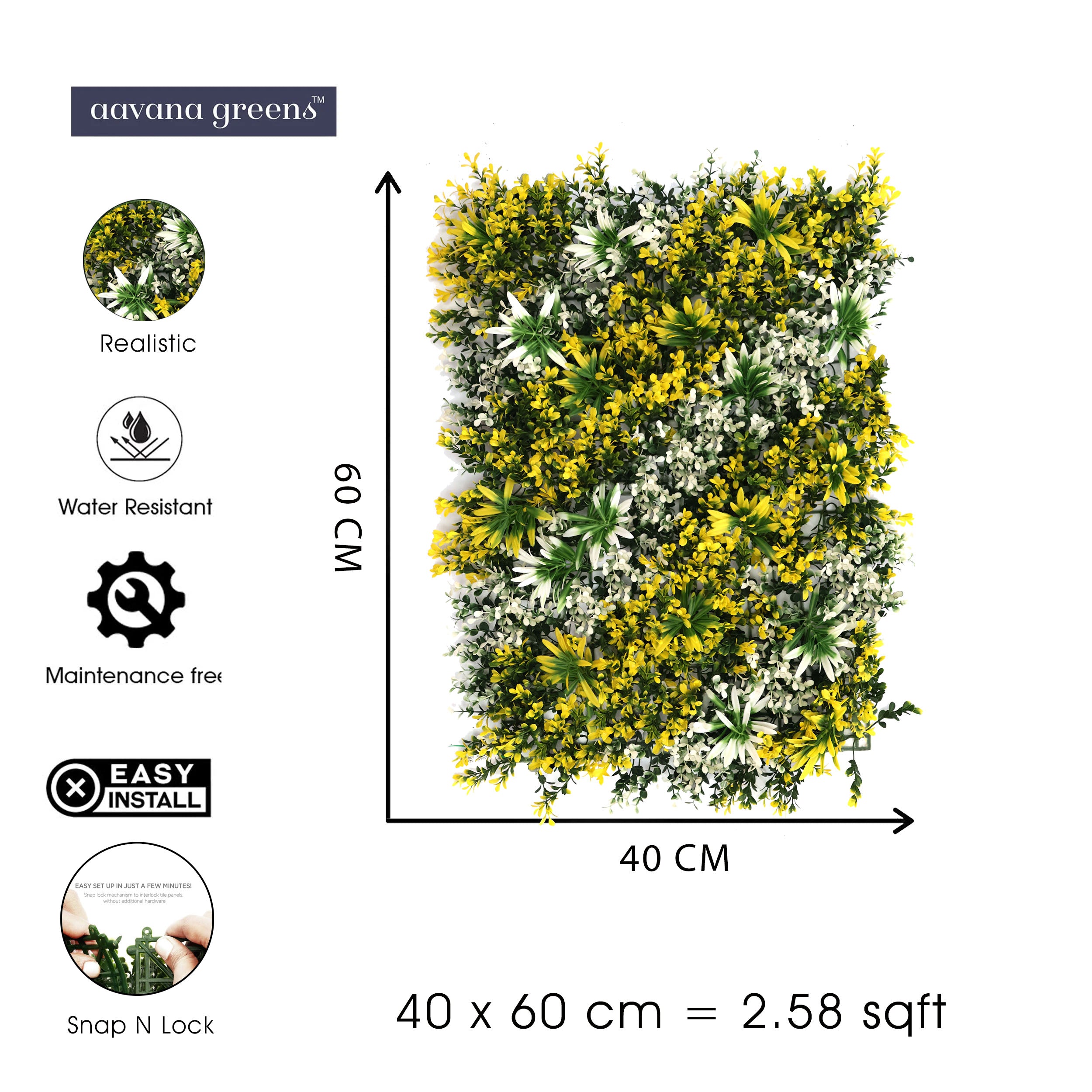 Artificial Vertical Garden Wall Panel 40X60 CM