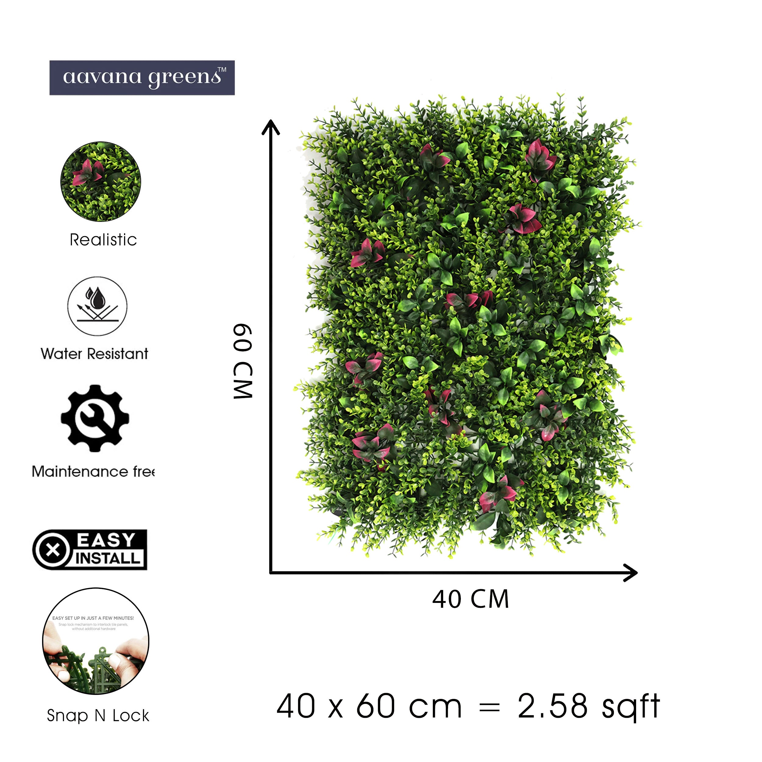 Artificial Vertical Garden Wall Panel 40X60 CM