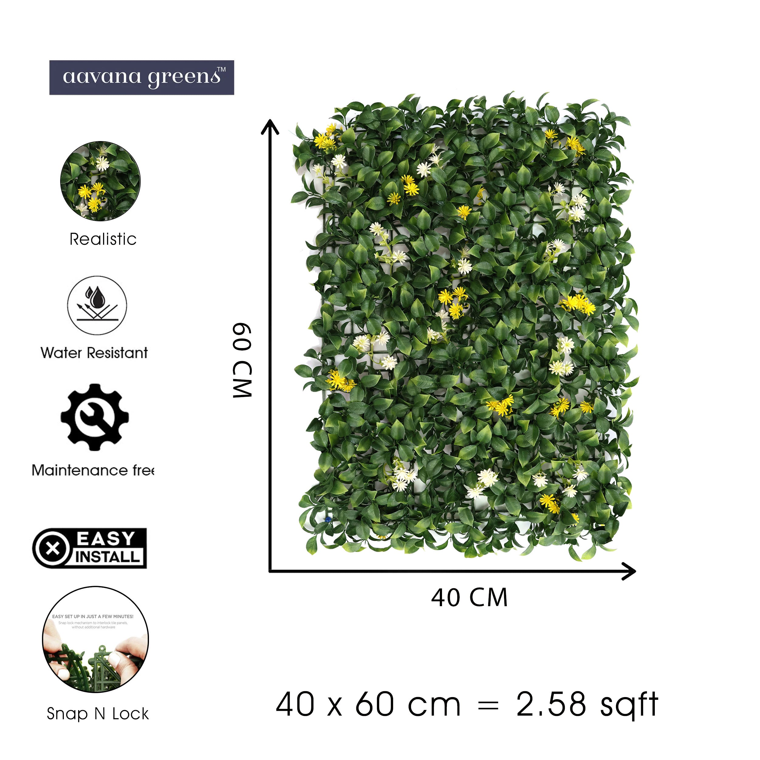 Artificial Vertical Garden Wall Panel 40X60 CM