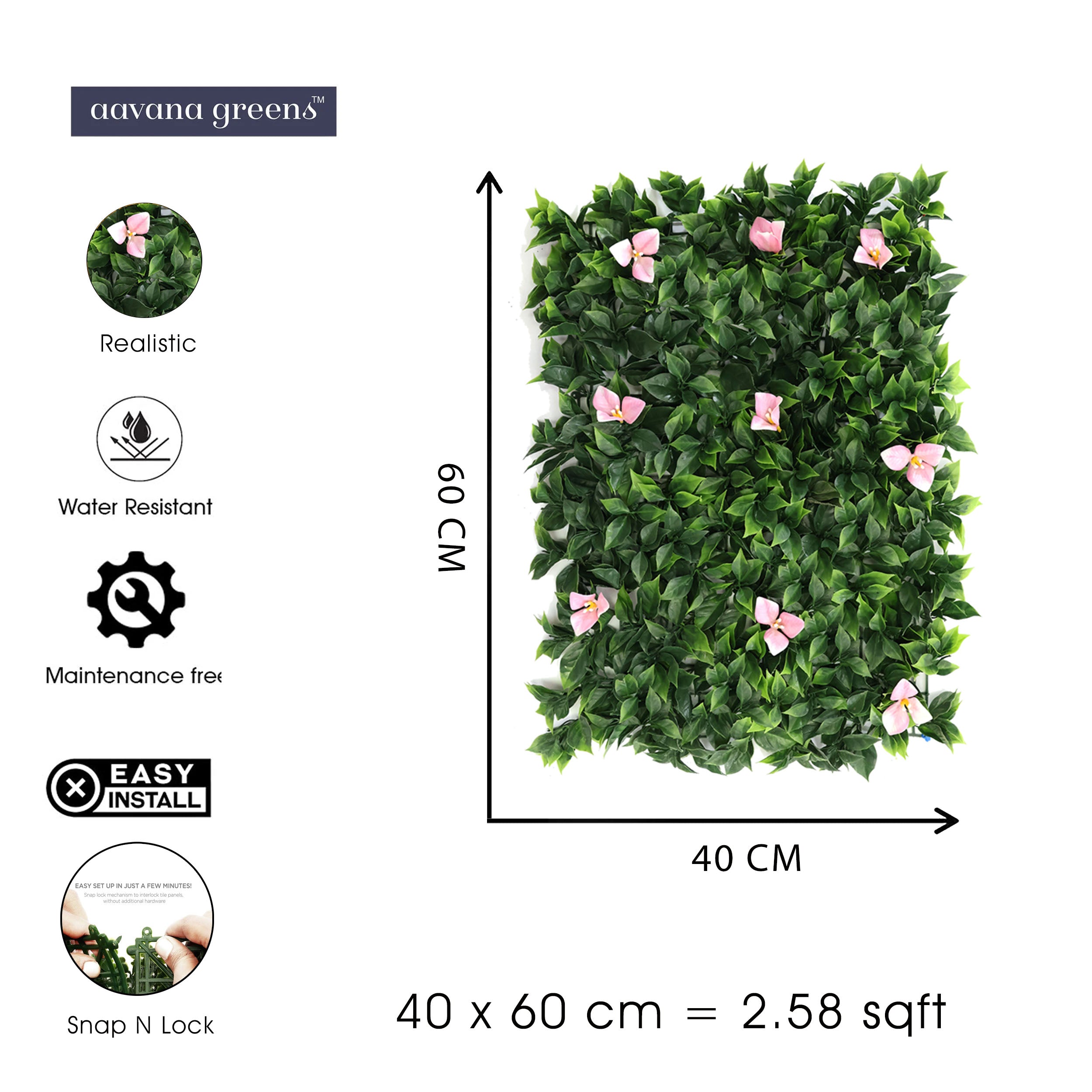Artificial Vertical Garden Wall Panel 40X60 CM
