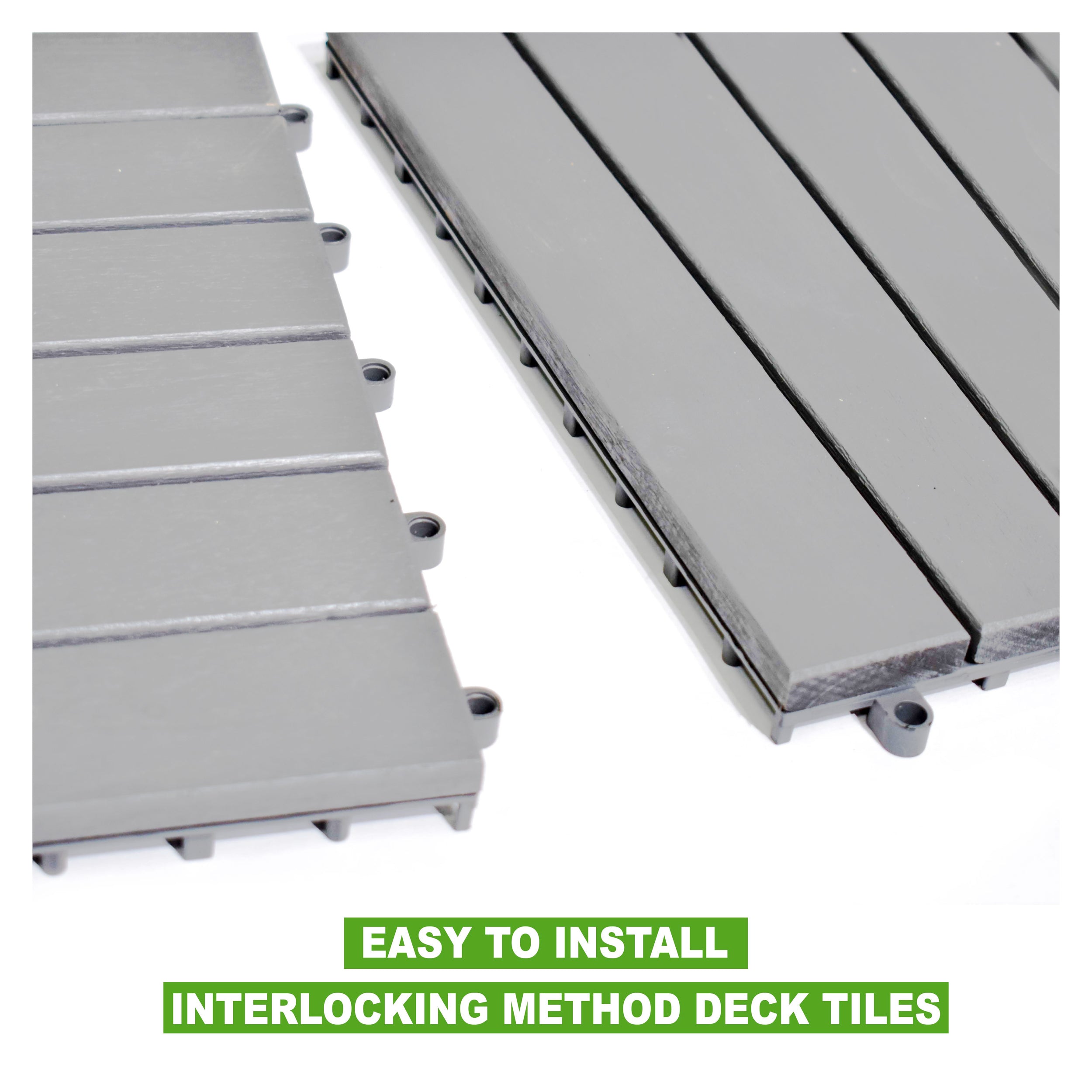 Glossy Wooden Deck Tiles (30x30 CM) Light Grey