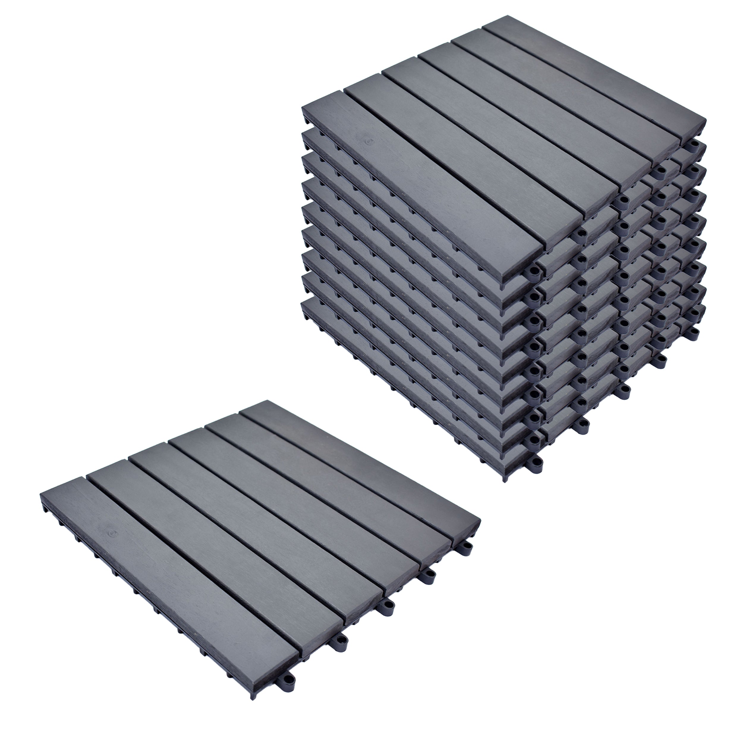 Glossy Wooden Deck Tiles (30x30 CM) Grey