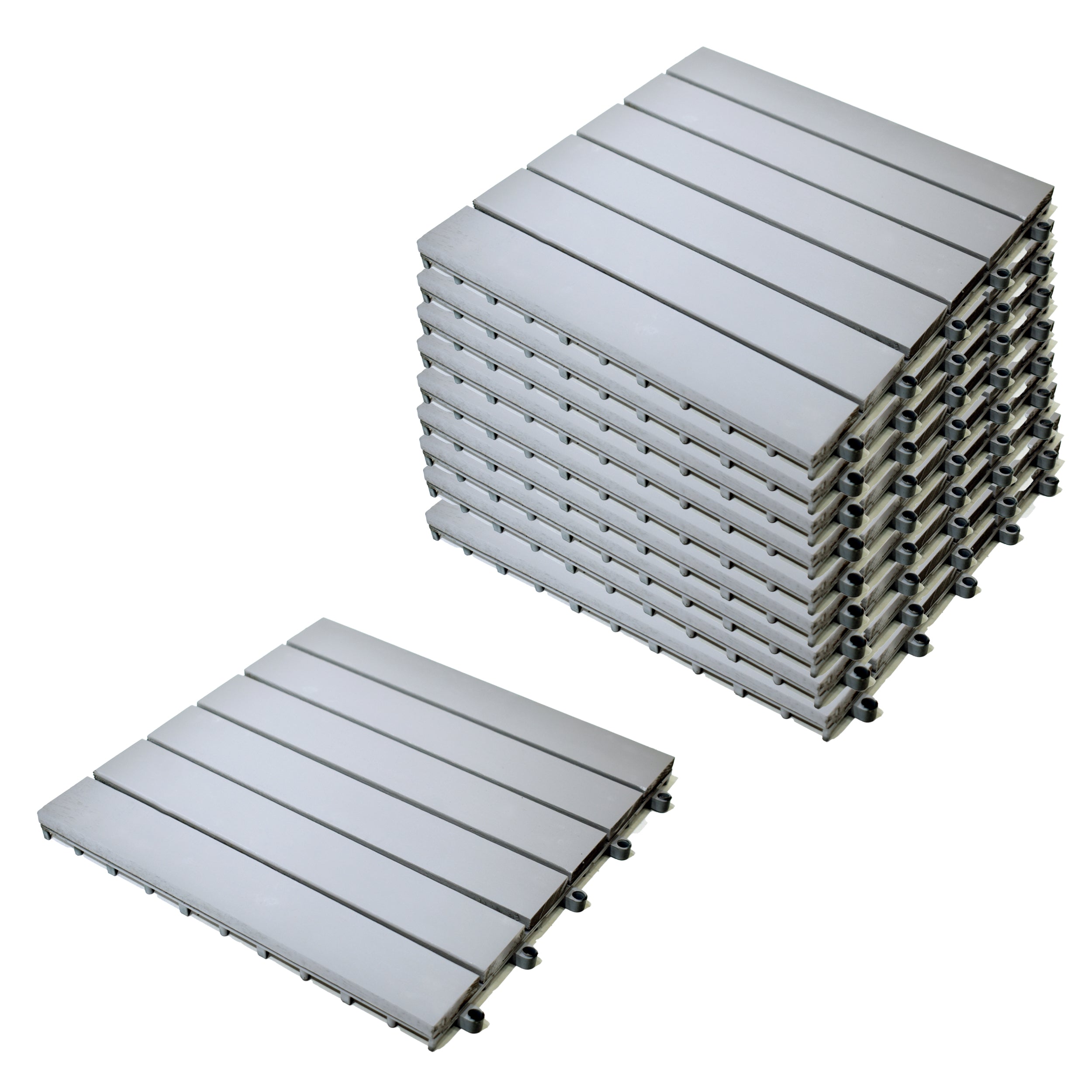 Glossy Wooden Deck Tiles (30x30 CM) Light Grey