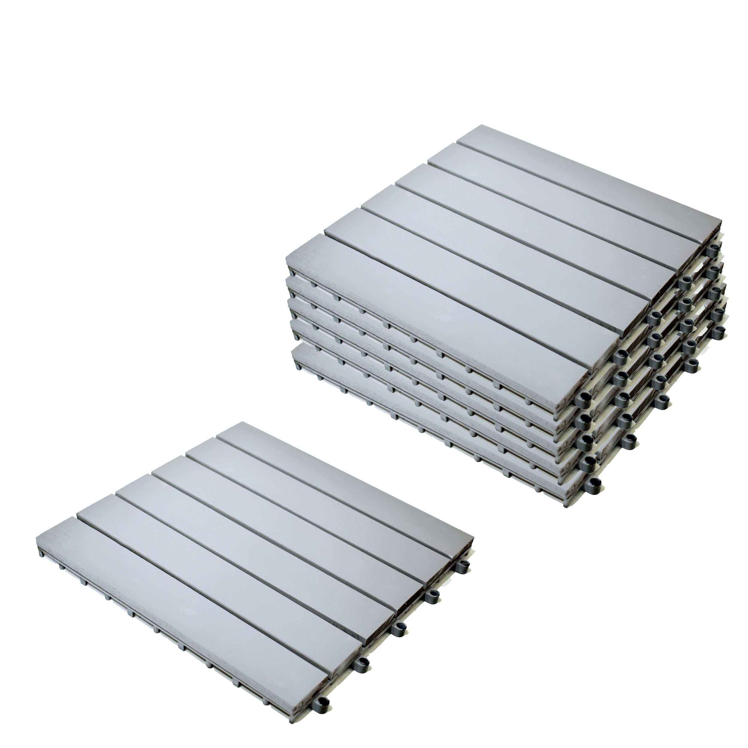 Glossy Wooden Deck Tiles (30x30 CM) Light Grey