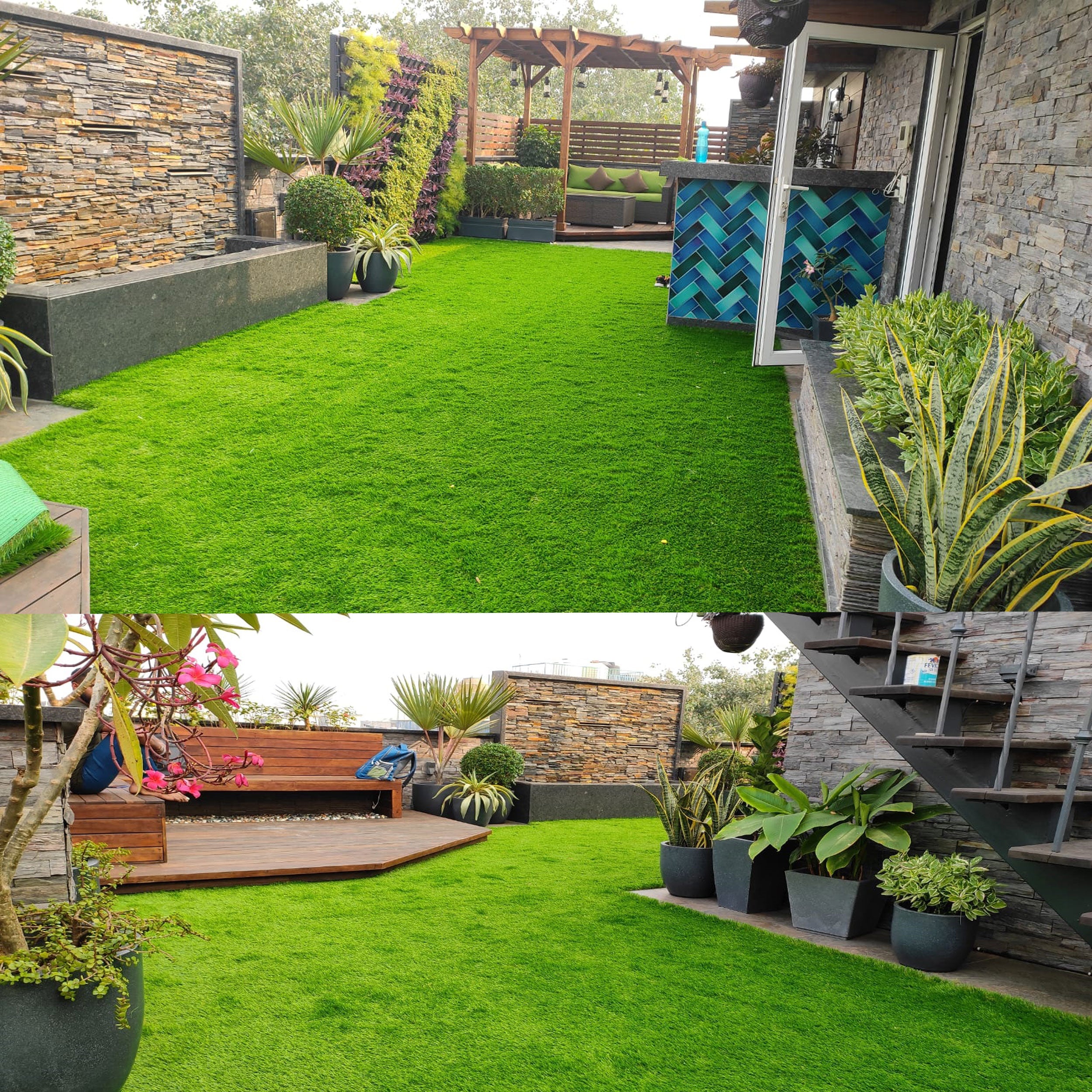 62mm Mint Artificial Grass 6.5 Feet Width PE & PU Material Grass For Indoor And Outdoor Use