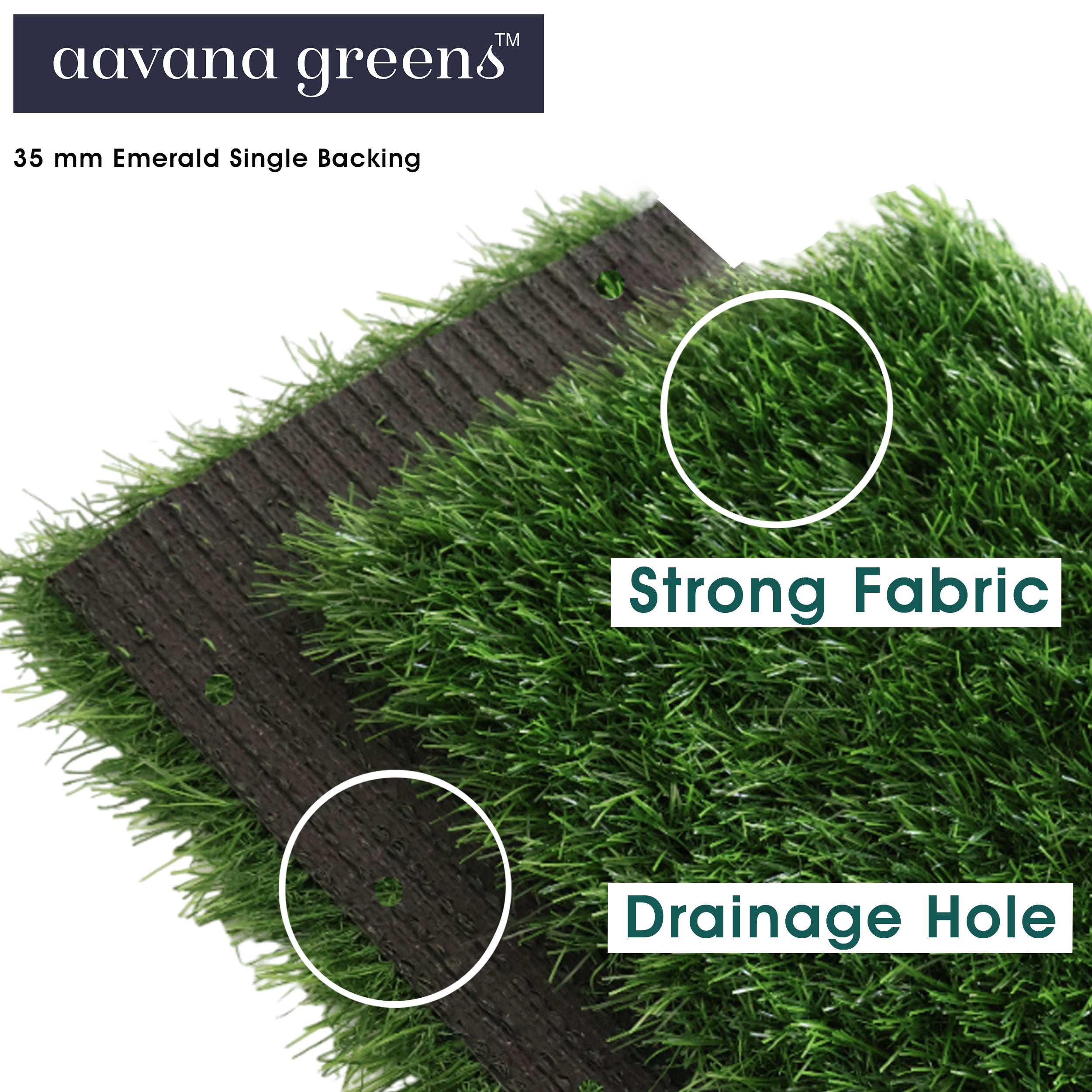 35mm Emerald Single Backing Artificial Grass 6.5 Feet Width PE & PU Material Grass For Indoor And Outdoor Use