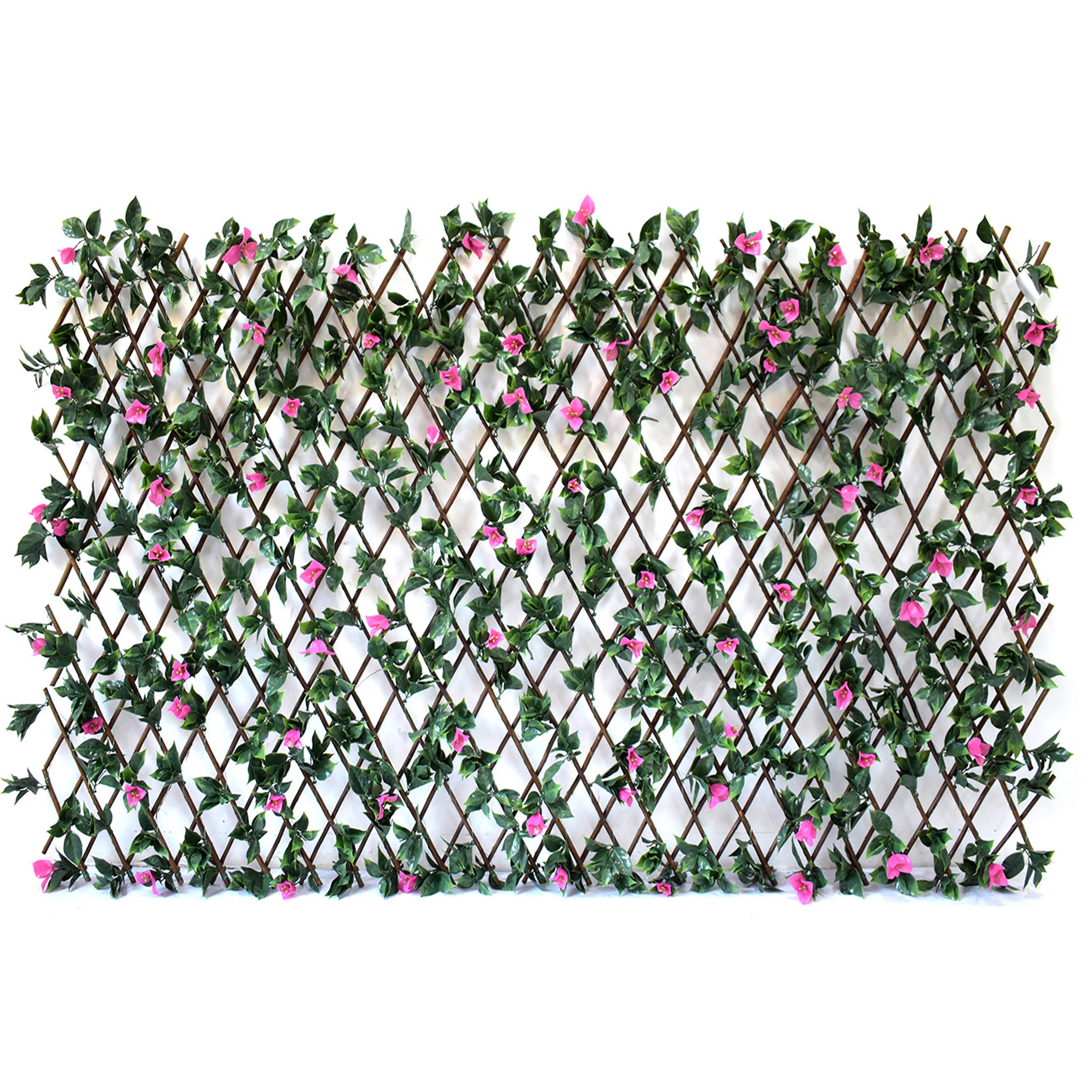 Aavana Greens Red Flower Artificial Expandable Trellis UV Protected for Outdoor and Indoor Ideal Size 84x36 Inch, Suitable for Any Decoration