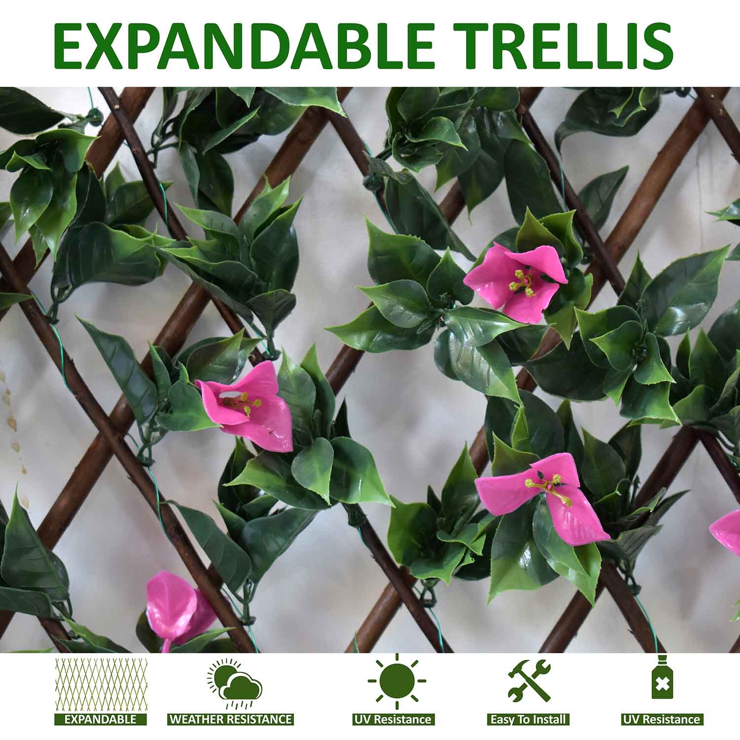 Aavana Greens Red Flower Artificial Expandable Trellis Ideal Size 84x36 Inch