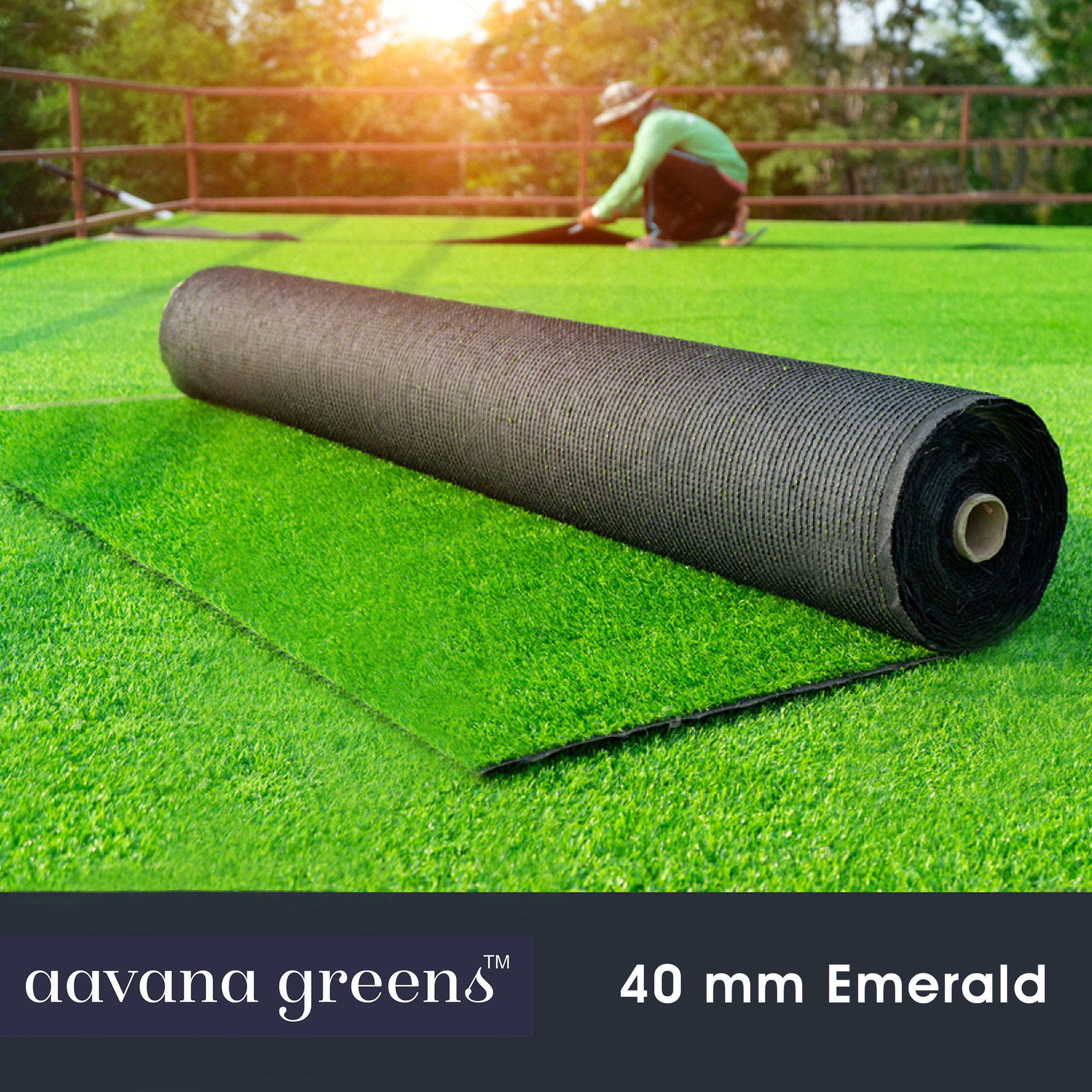 40mm Emerald Artificial Grass 6.5 Feet Width PE & PU Material Grass For Indoor And Outdoor Use