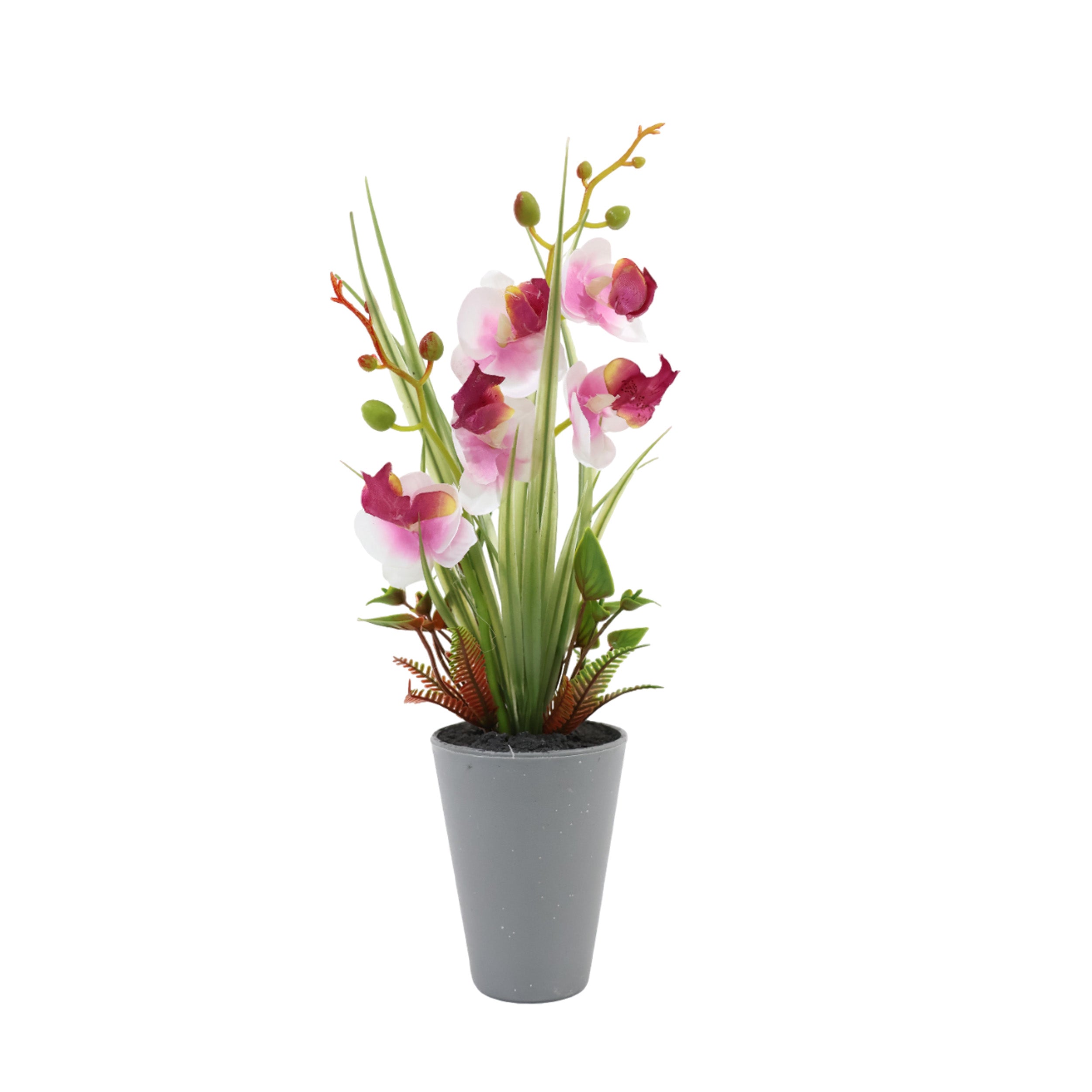 Aavana greens Artificial Bonsai Plant, Orchid Artificial Flowers Plant, Artificial Decorative Plant Home Office Indoor and Outdoor Decoration Option 1