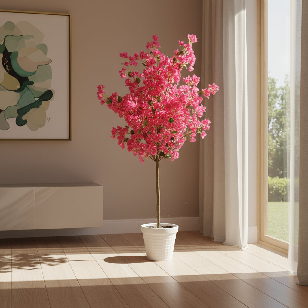 5 Feet (150 CM) Artificial Bougainvillea Plant for Indoor and Outdoor, Home, Shop, Office, Restaurant Decoration Dark Green (Pack of 1, Without Pot)