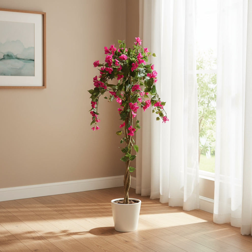 5.2 Feet (155 CM) Artificial Bougainvillea Plant for Indoor and Outdoor, Home, Shop, Office, Restaurant Decoration Dark Green (Pack of 1, Without Pot)