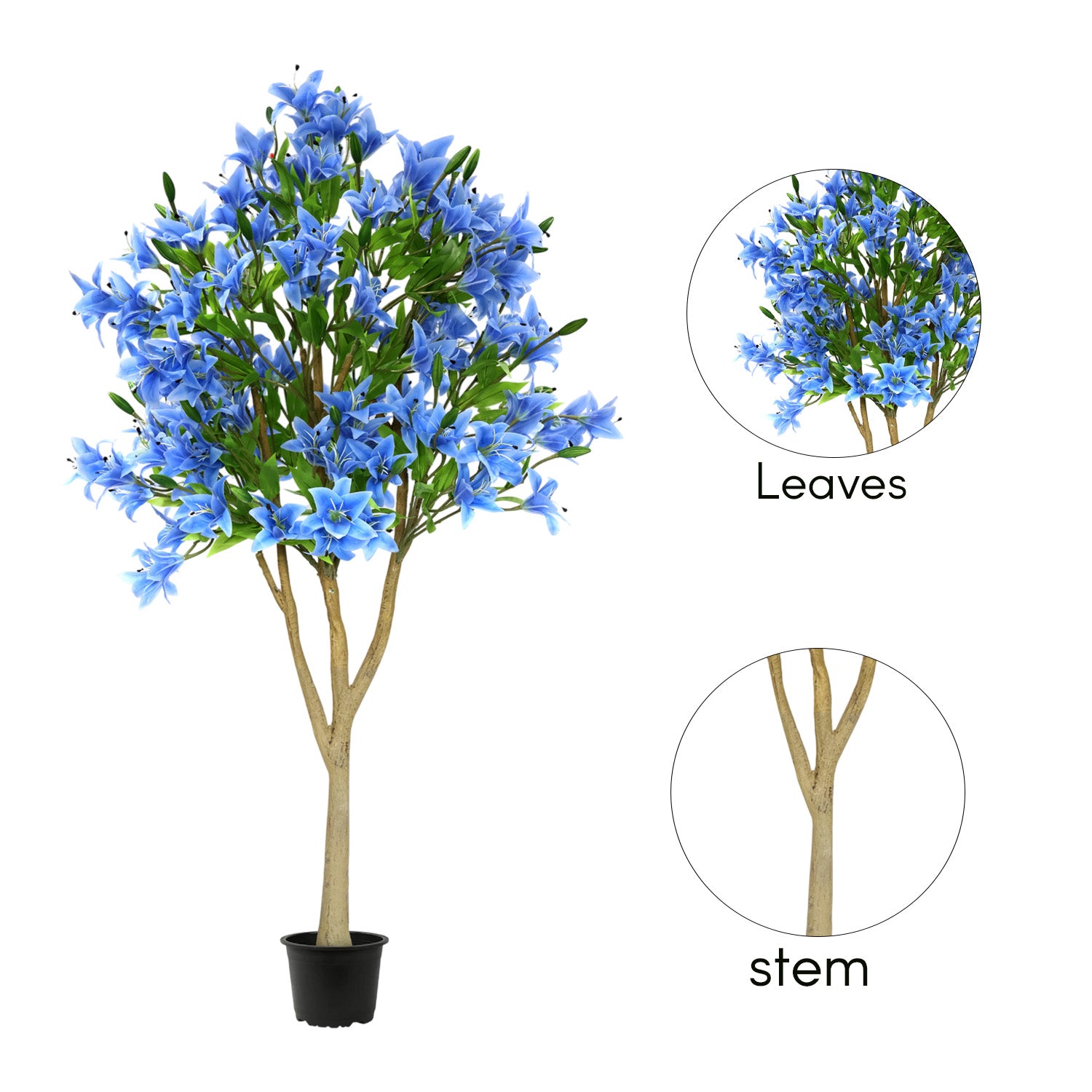 4 Feet ( 121 cm ) Blue Lily flower Artificial Plants Pack of 1