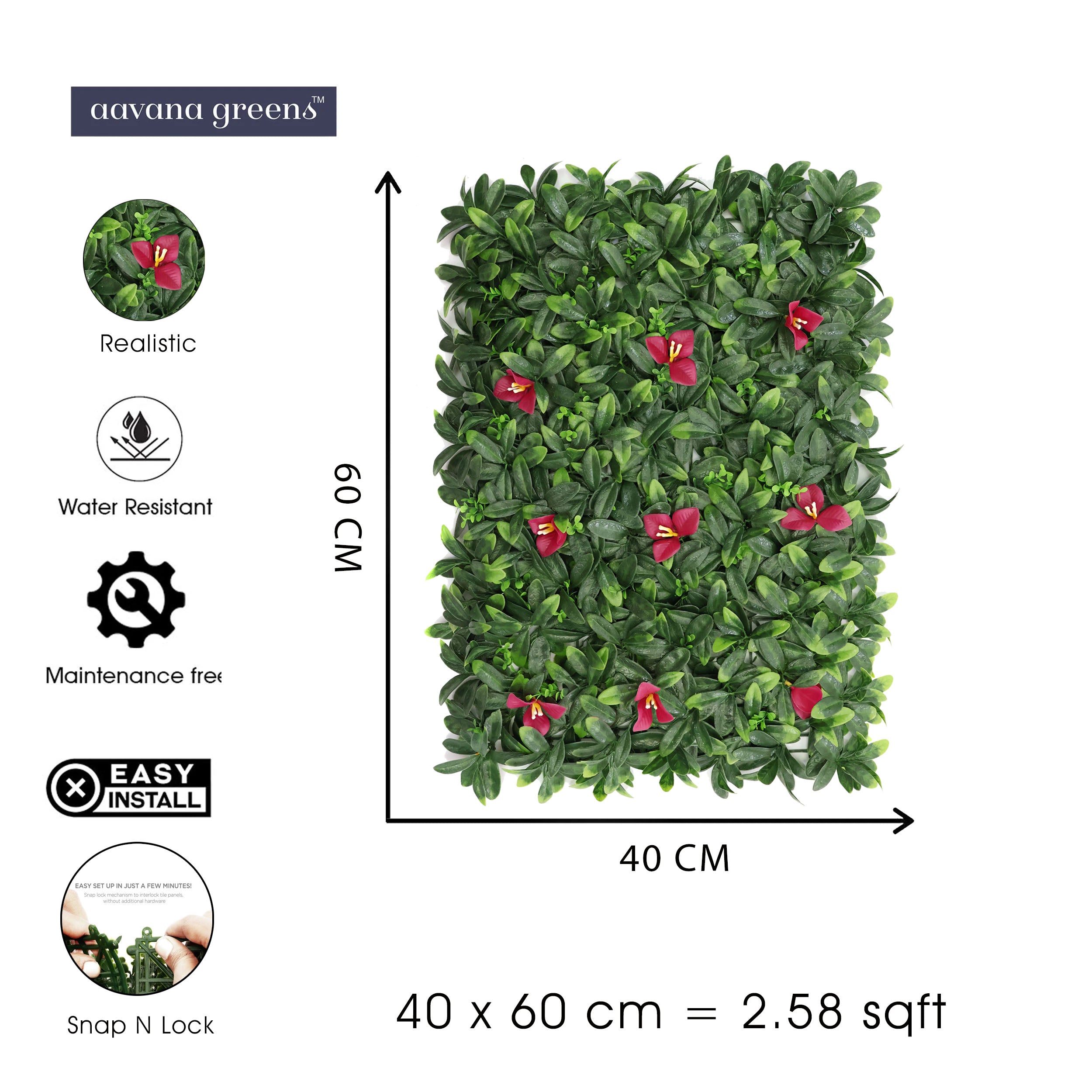 Artificial Vertical Garden Wall Panel 40X60 CM