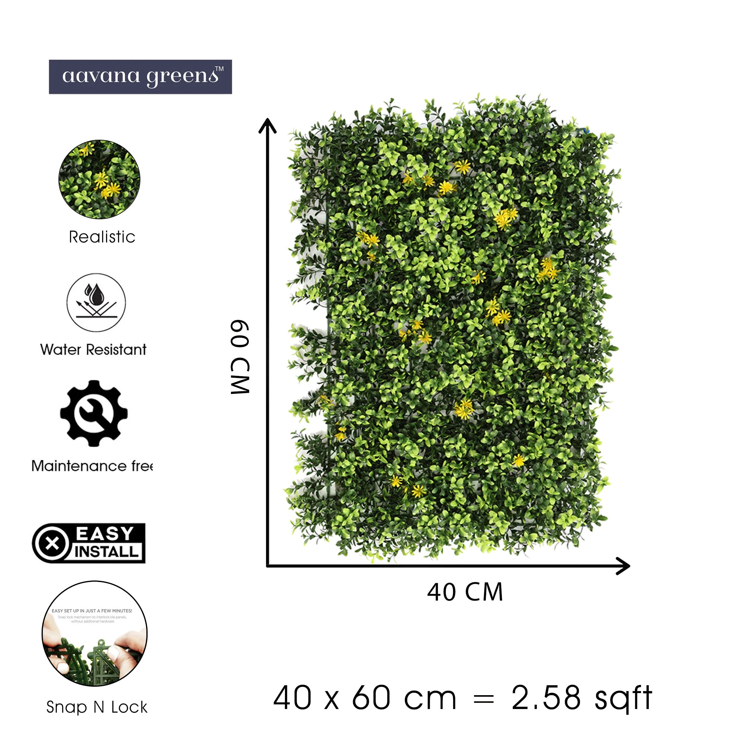 Artificial Vertical Garden Wall Panel 40X60 CM