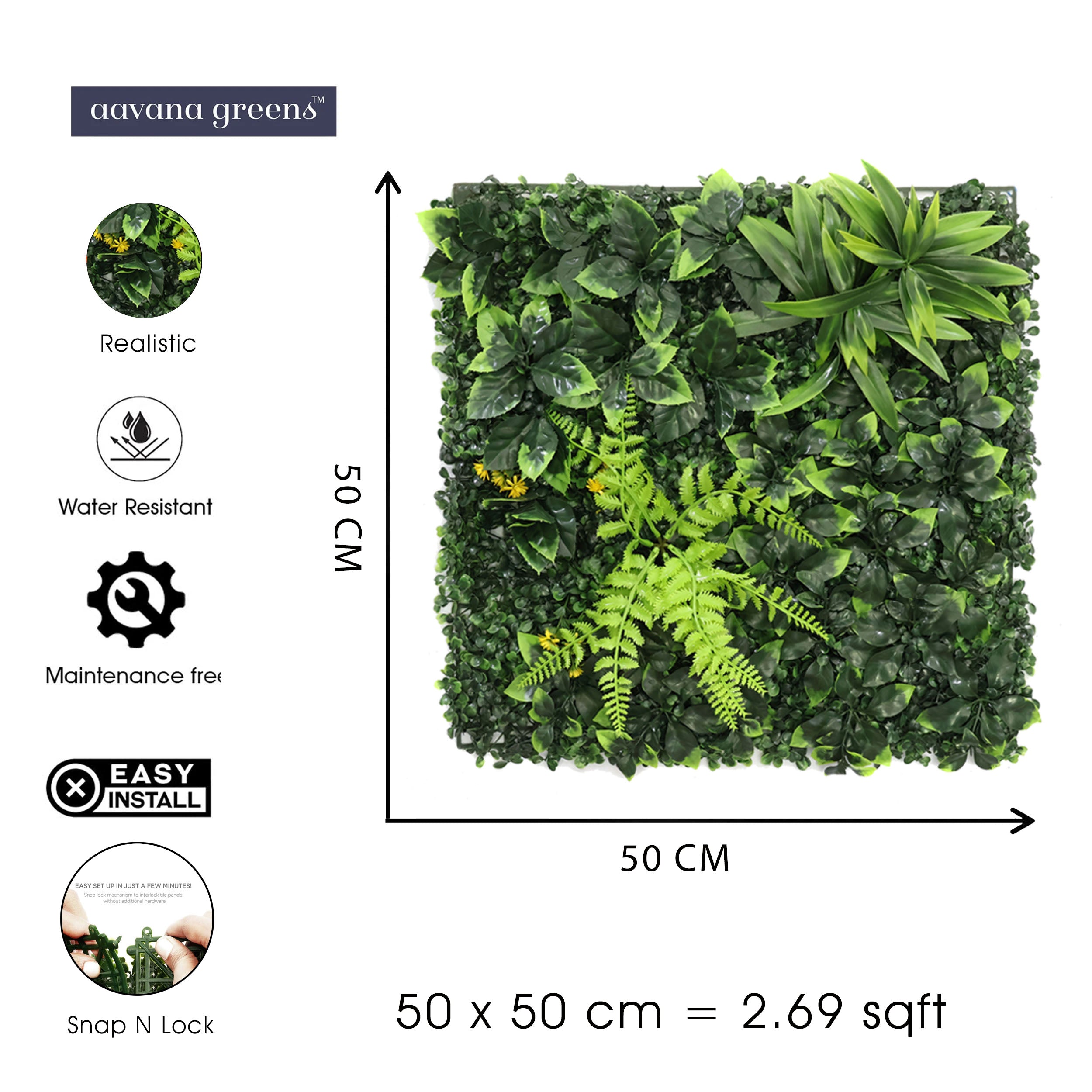 Artificial Vertical Garden Wall Panel 50X50 CM