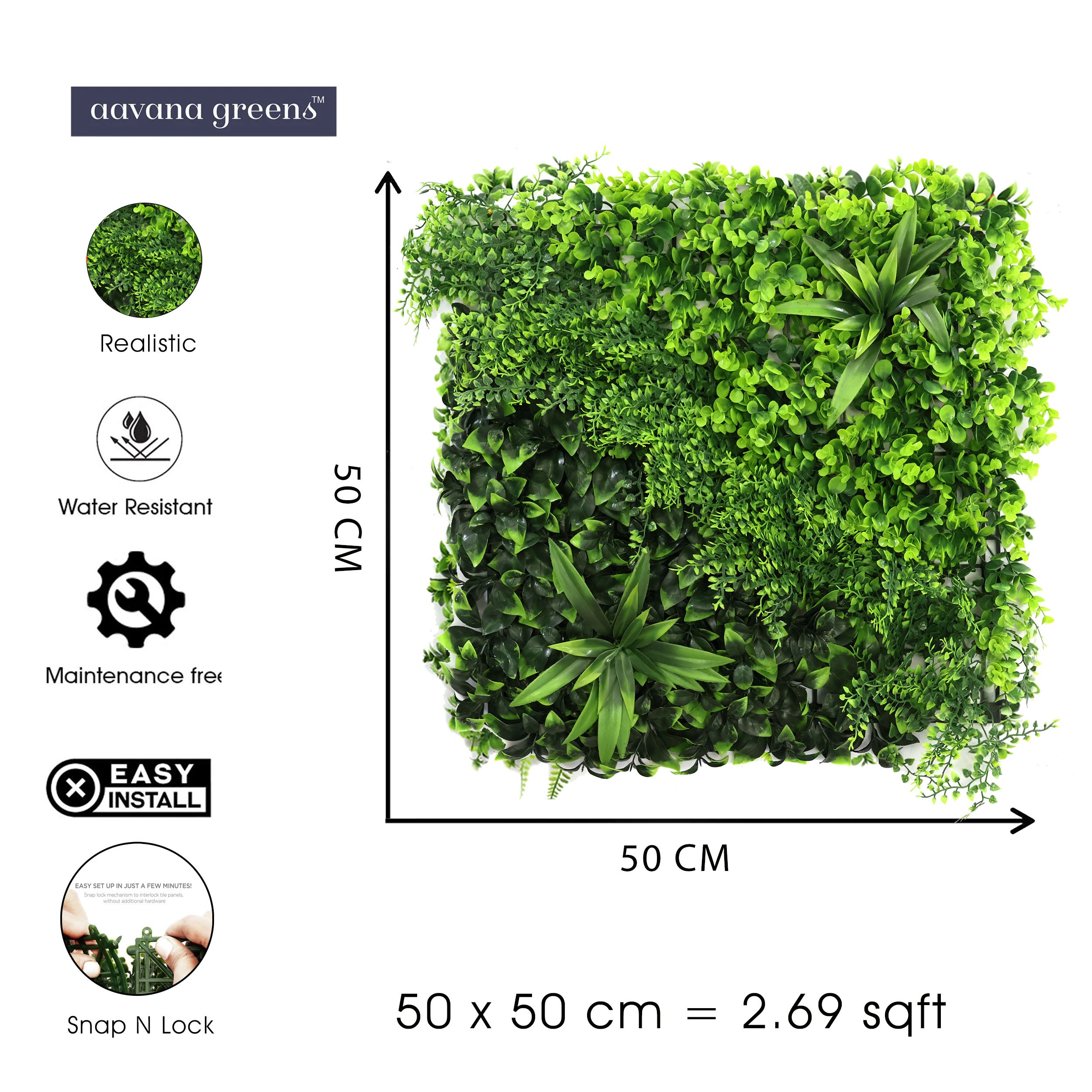 Artificial Vertical Garden Wall Panel 50X50 CM