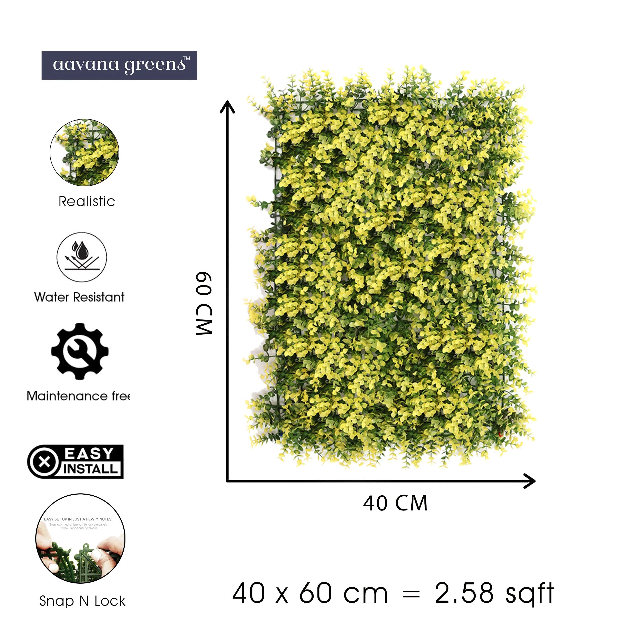 Artificial Vertical Garden Wall Panel 40X60 CM