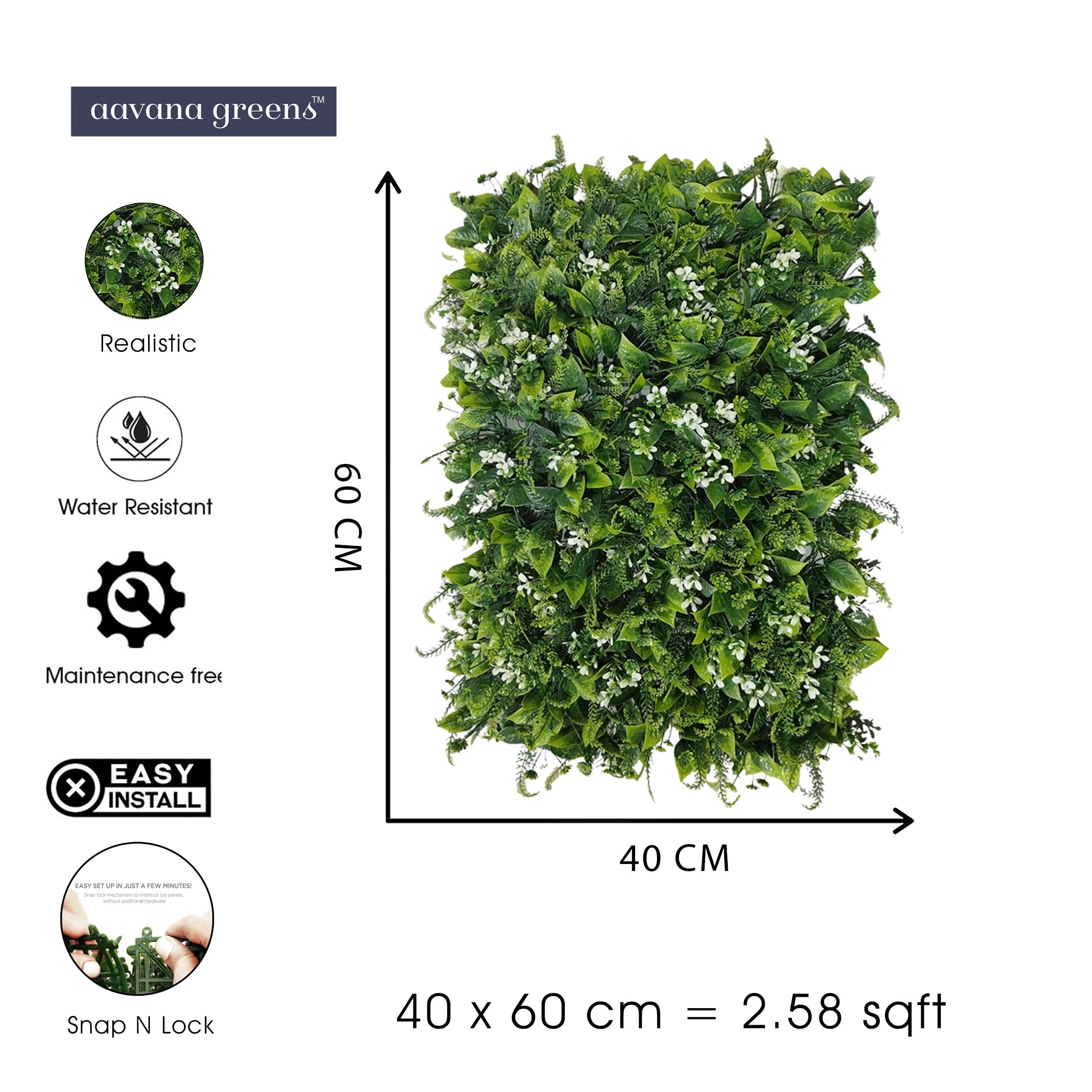 Artificial Vertical Garden Wall Panel 40X60 CM