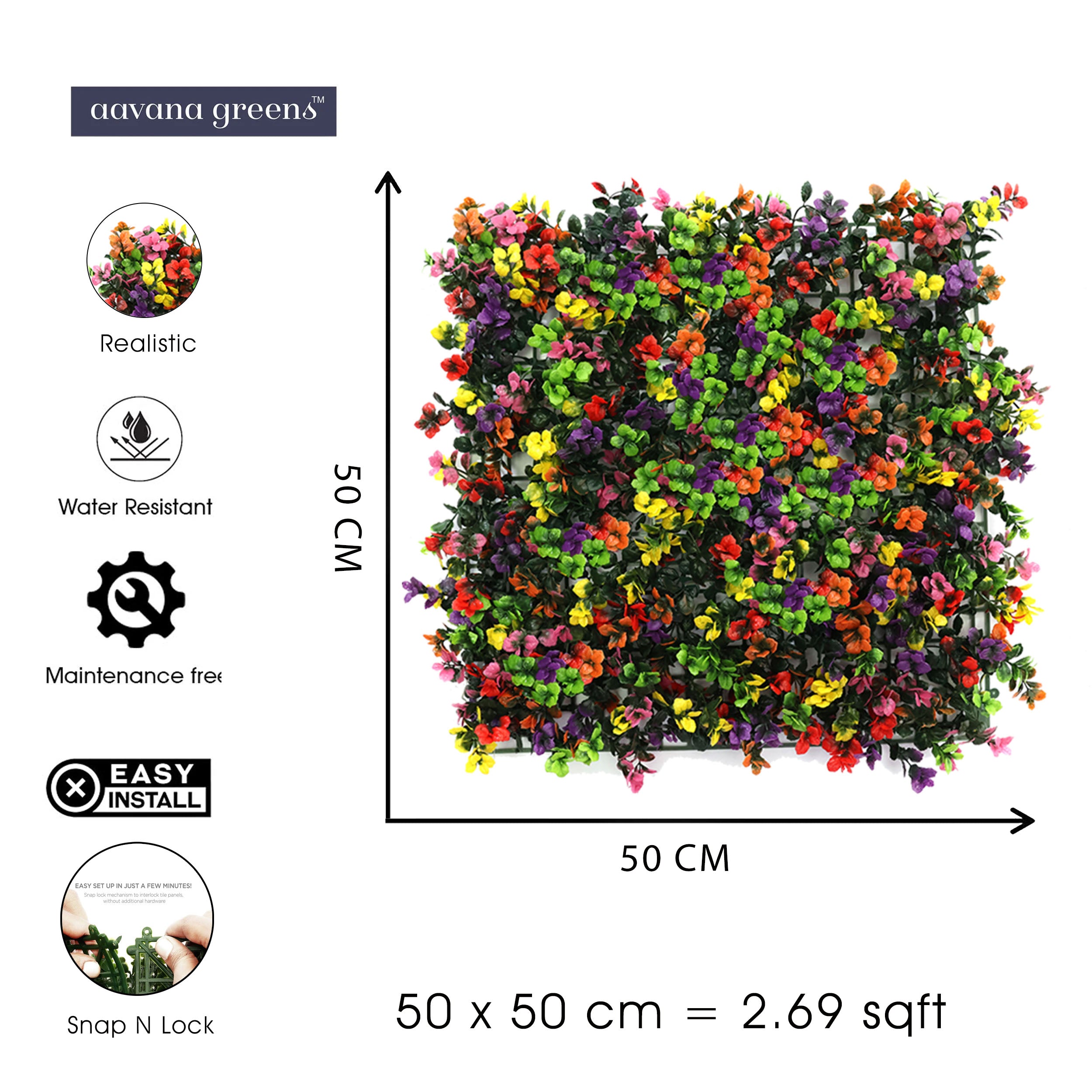 Artificial Vertical Garden Wall Panel 50X50 CM