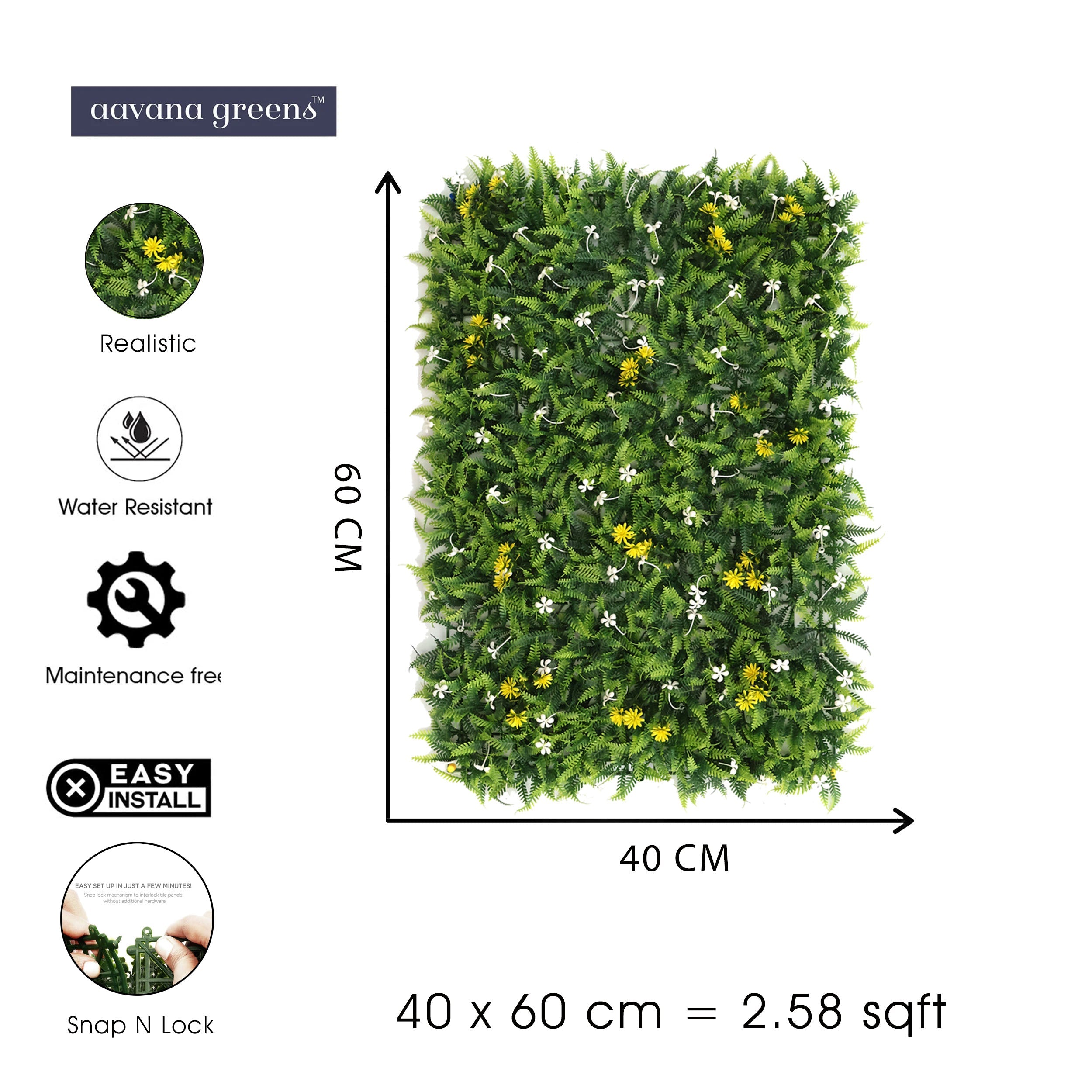 Artificial Vertical Garden Wall Panel 40X60 CM