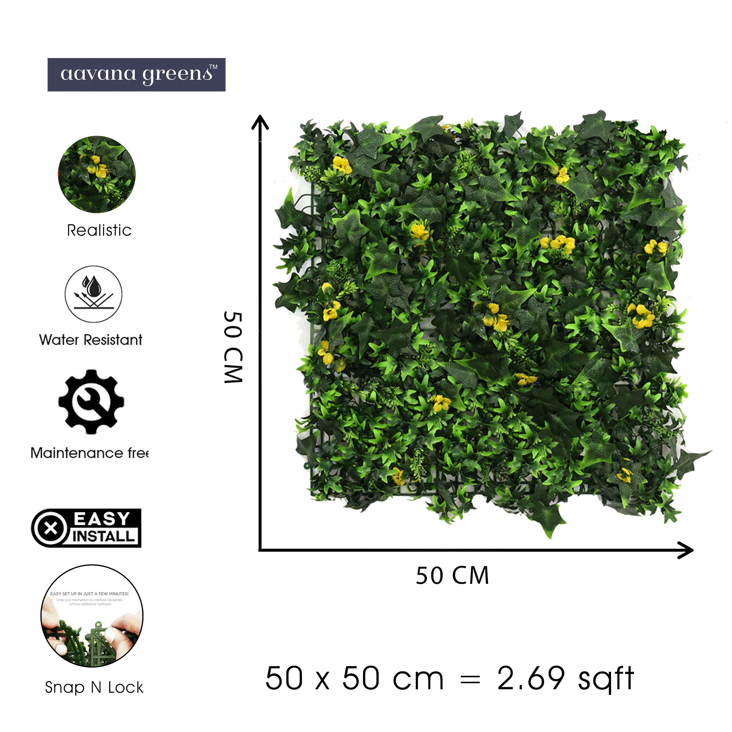 Artificial Vertical Garden Wall Panel 50X50 CM