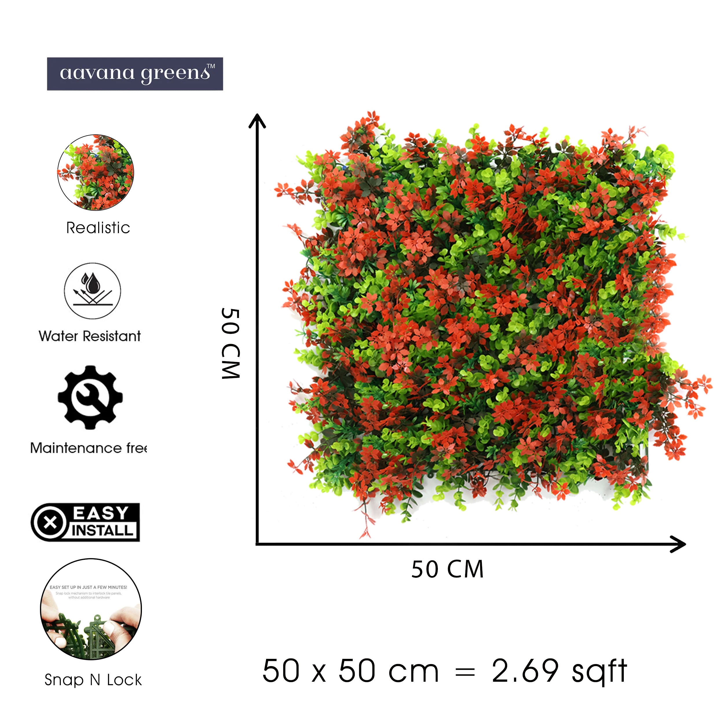 Artificial Vertical Garden Wall Panel 50X50 CM