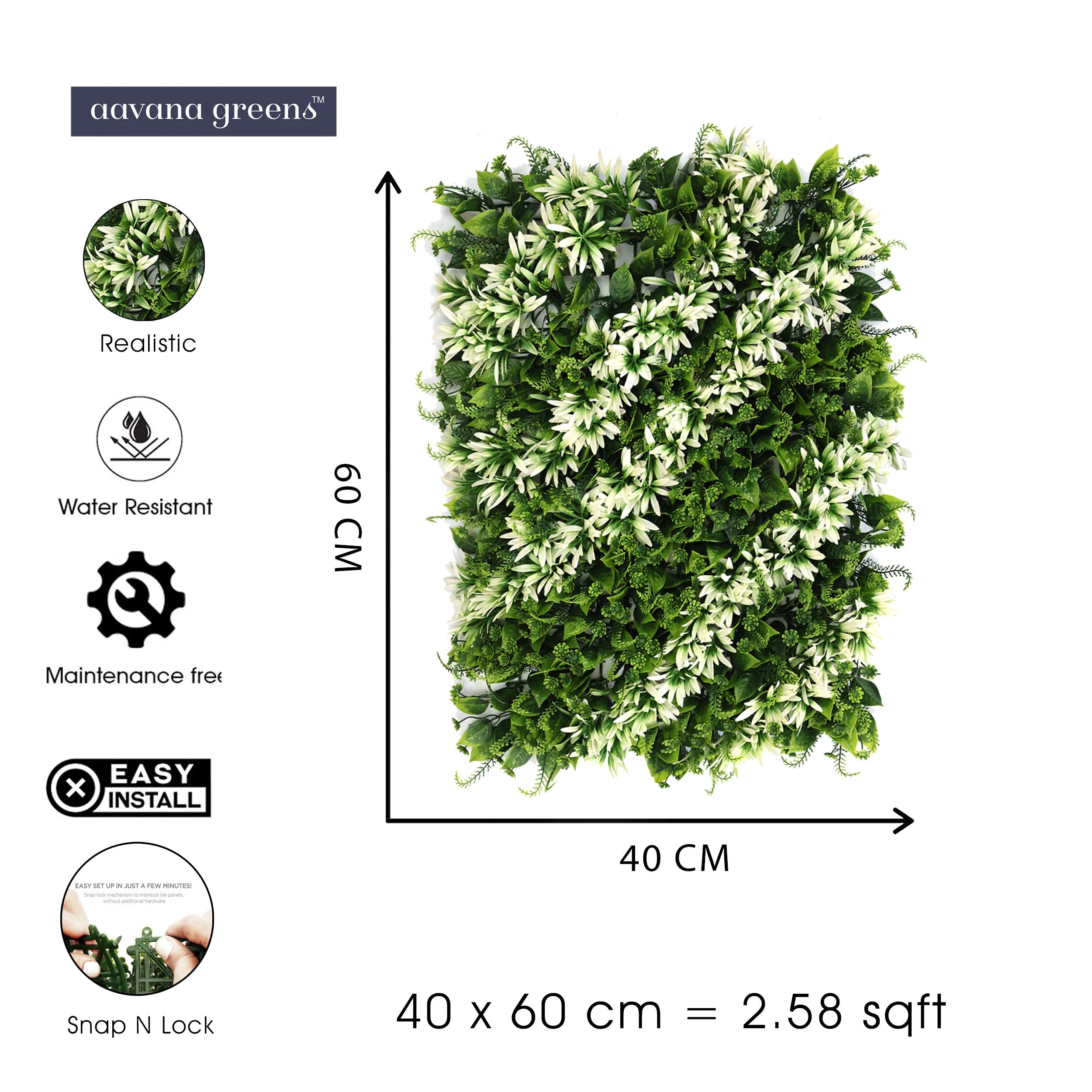 Artificial Vertical Garden Wall Panel 40X60 CM