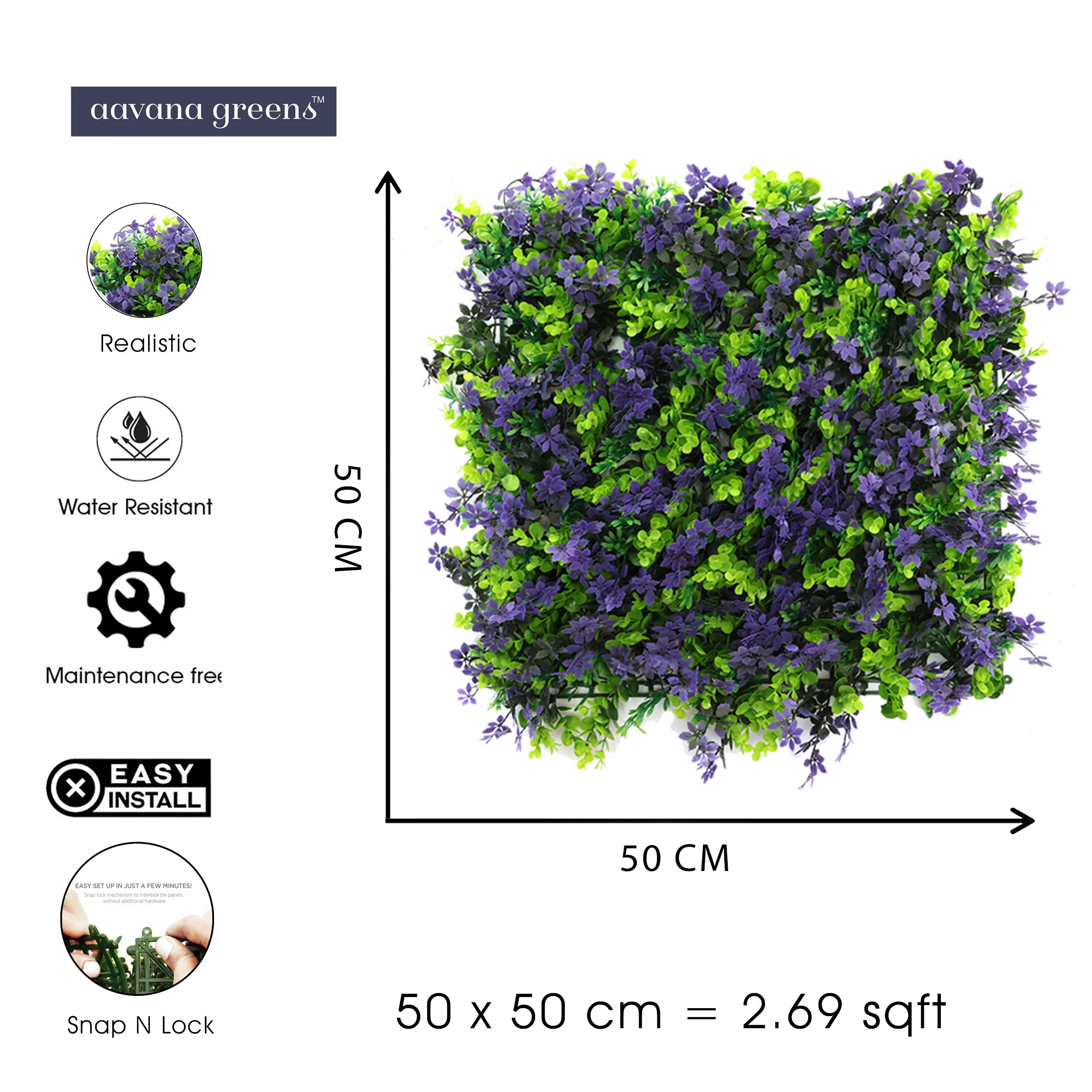 Artificial Vertical Garden Wall Panel 50X50 CM