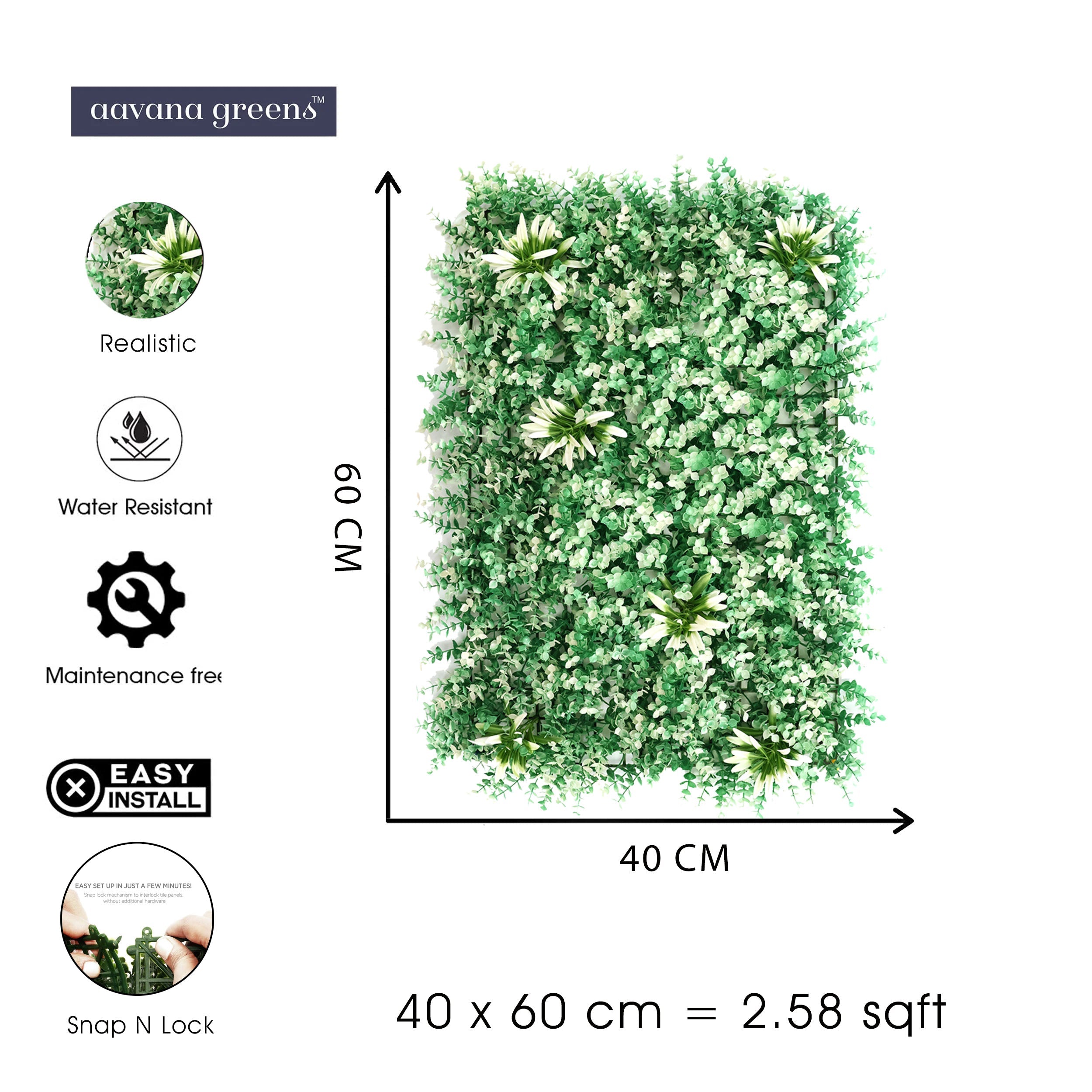 Artificial Vertical Garden Wall Panel 40X60 CM