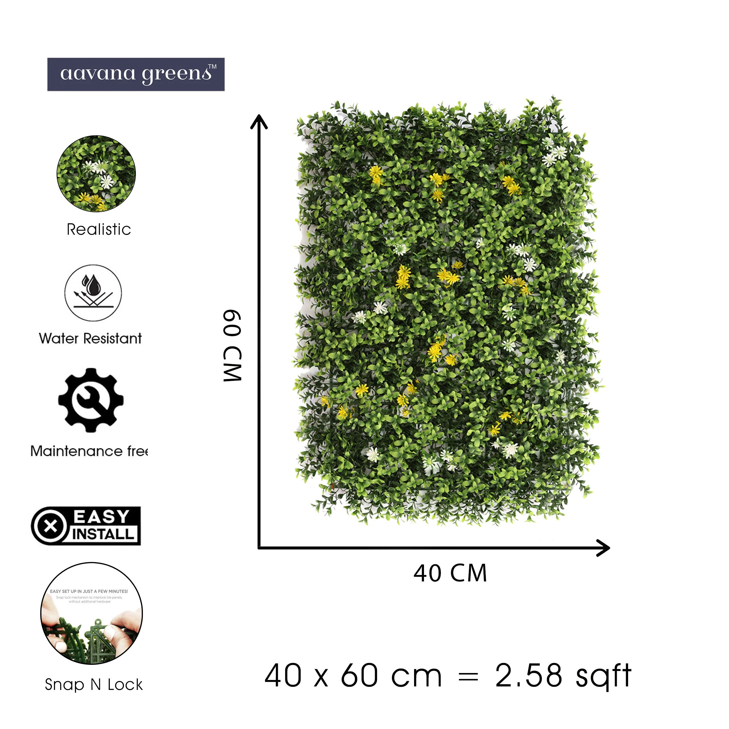 Artificial Vertical Garden Wall Panel 40X60 CM