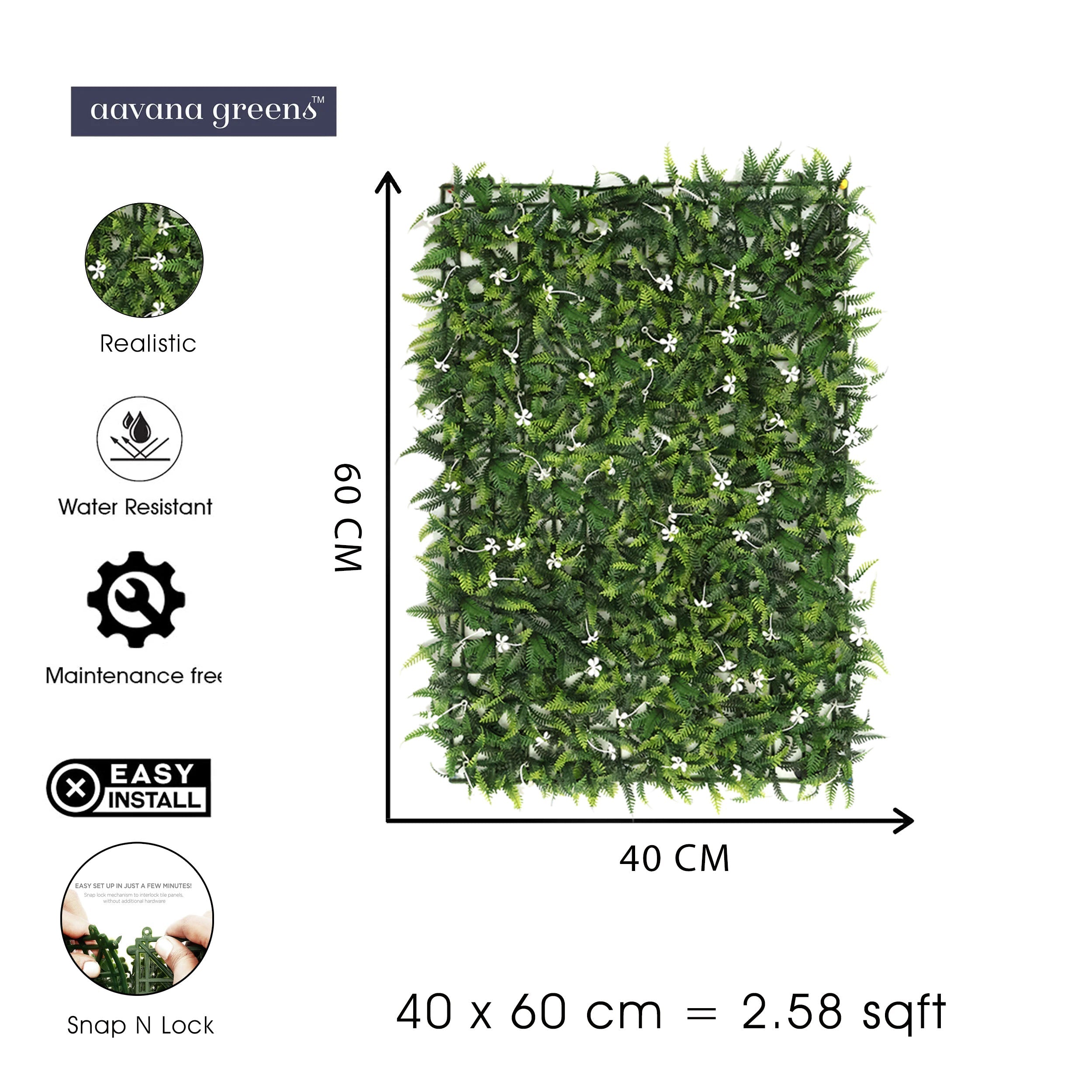 Artificial Vertical Garden Wall Panel 40X60 CM