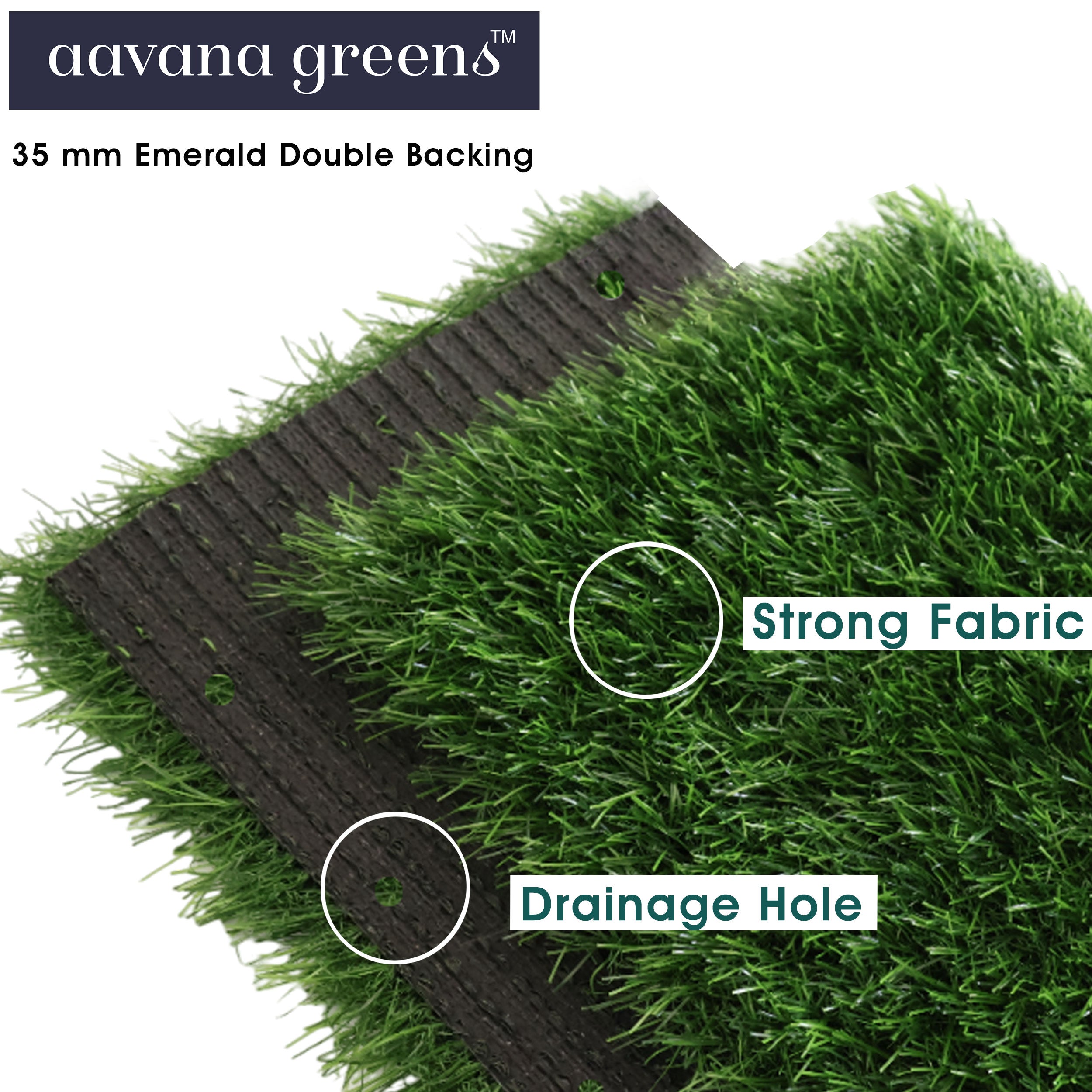 35mm Emerald Double Backing Artificial Grass 6.5 Feet Width PE & PU Material Grass For Indoor And Outdoor Use